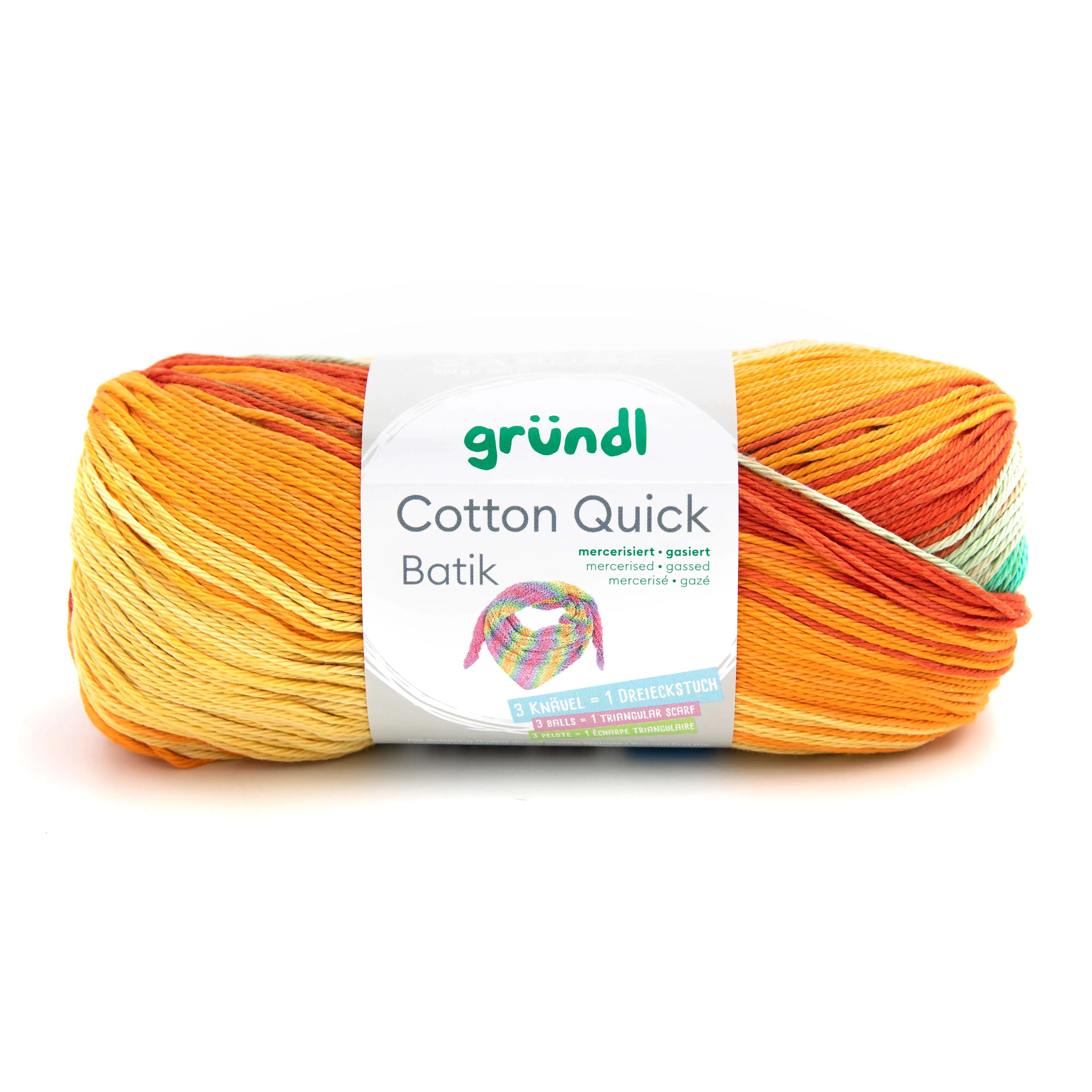 Gründl Wolle Cotton Quick Batik 100 g hellblau-grün-mais-orange