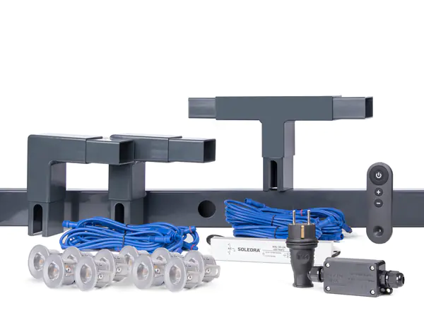 Alberts Beleuchtungsset  Highlight für Doppelstabmatten 10 m lang anthrazit