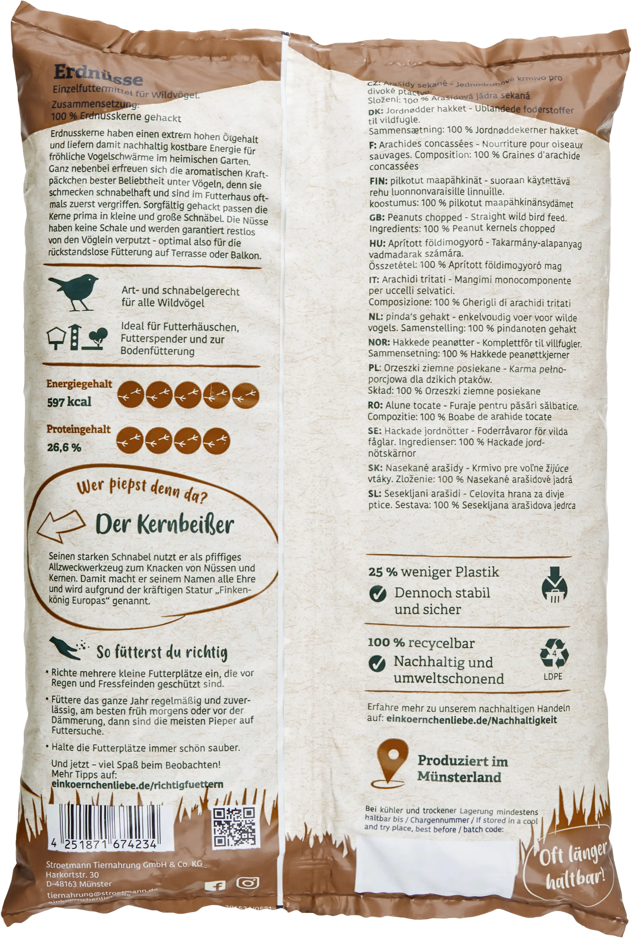 Elles Wildvogelfutter Erdnusskerne gehackt 1 kg