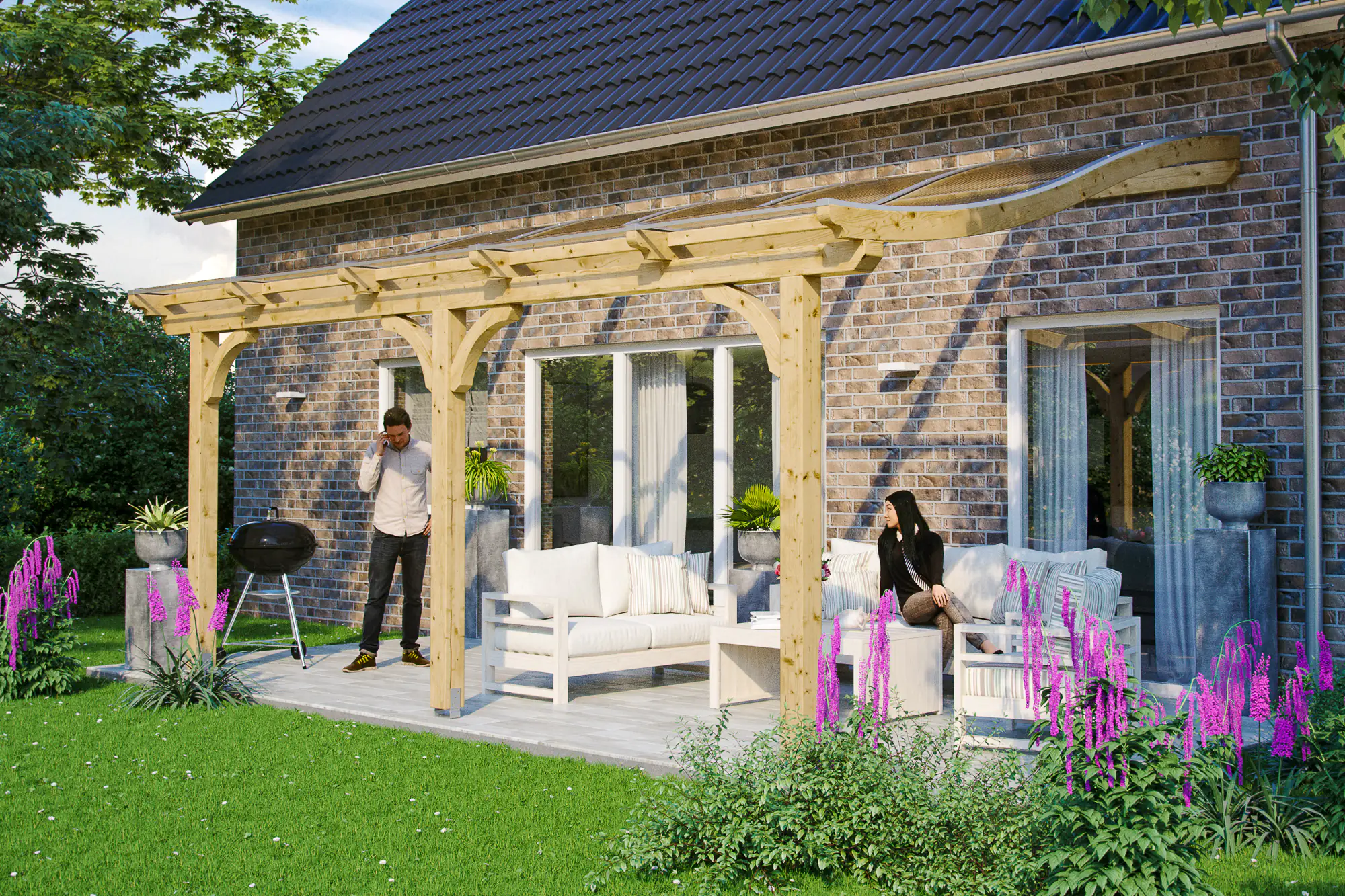 SKAN HOLZ Terrassenüberdachung Venezia 541 x 239 cm, Leimholz, natur