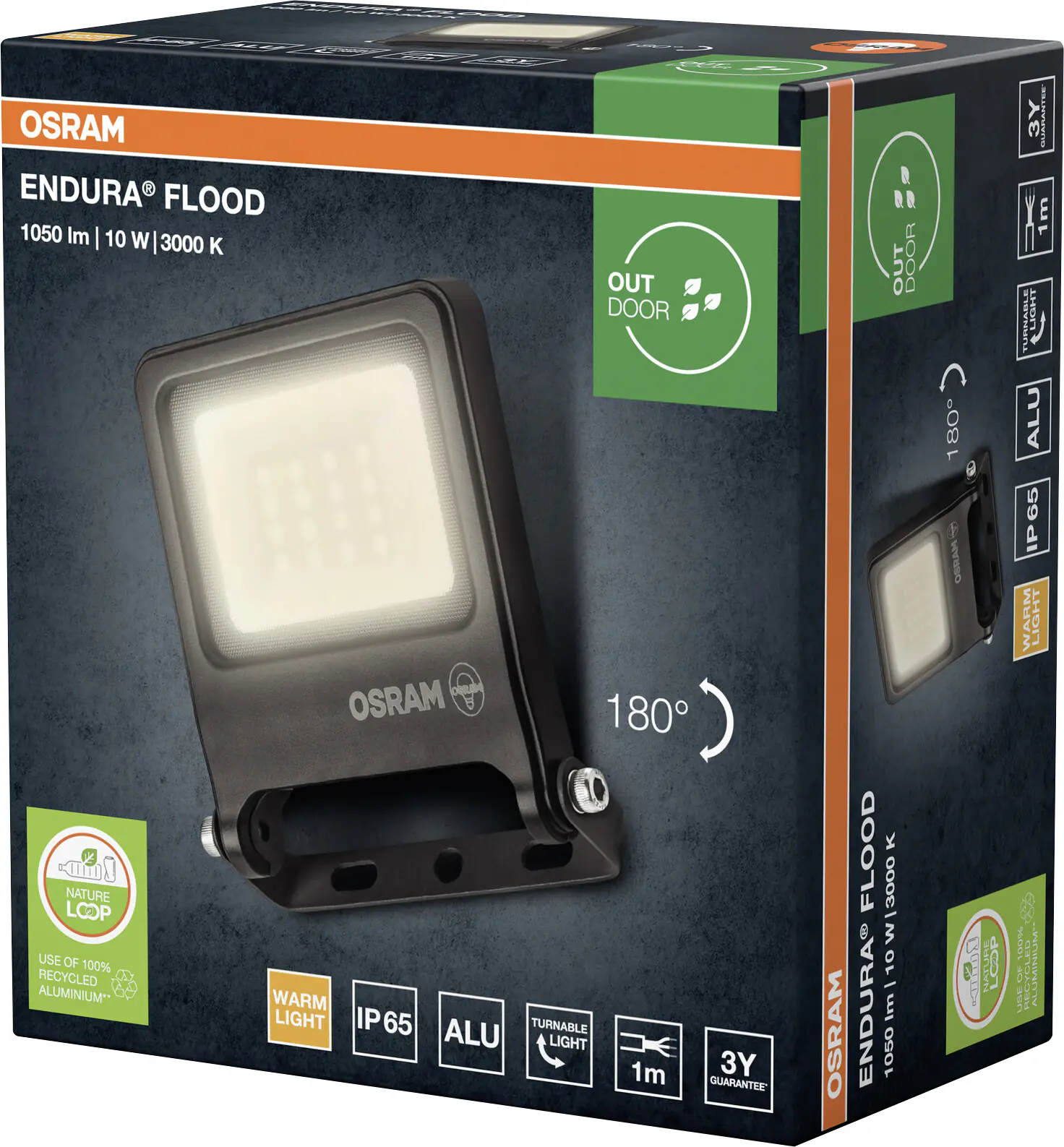 Osram Außenleuchte Endura Flood 10W PCR dunkelgrau warmweiß