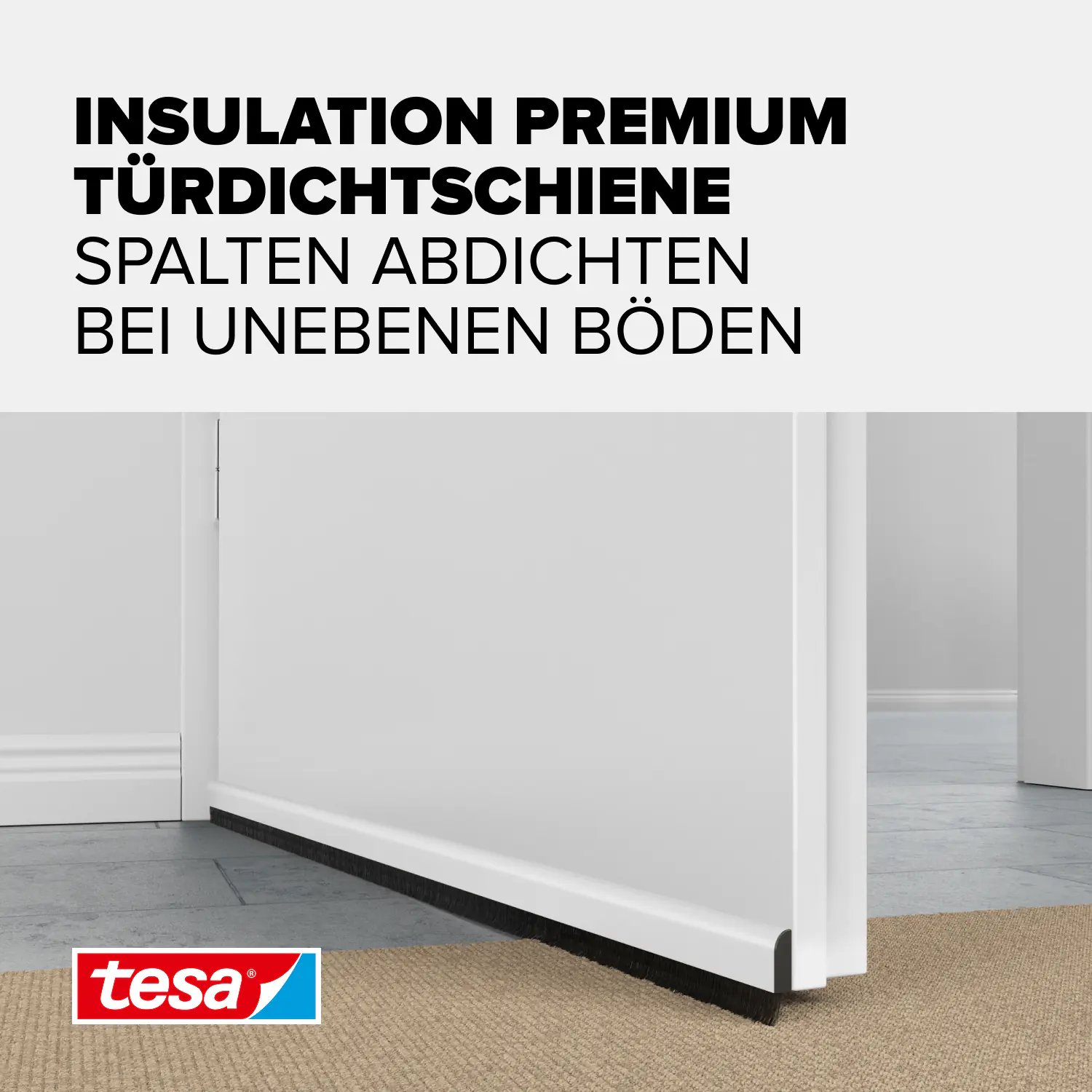 tesa Moll Türdichtschiene weiß, für unebene Böden, für Spalten bis 15 mm