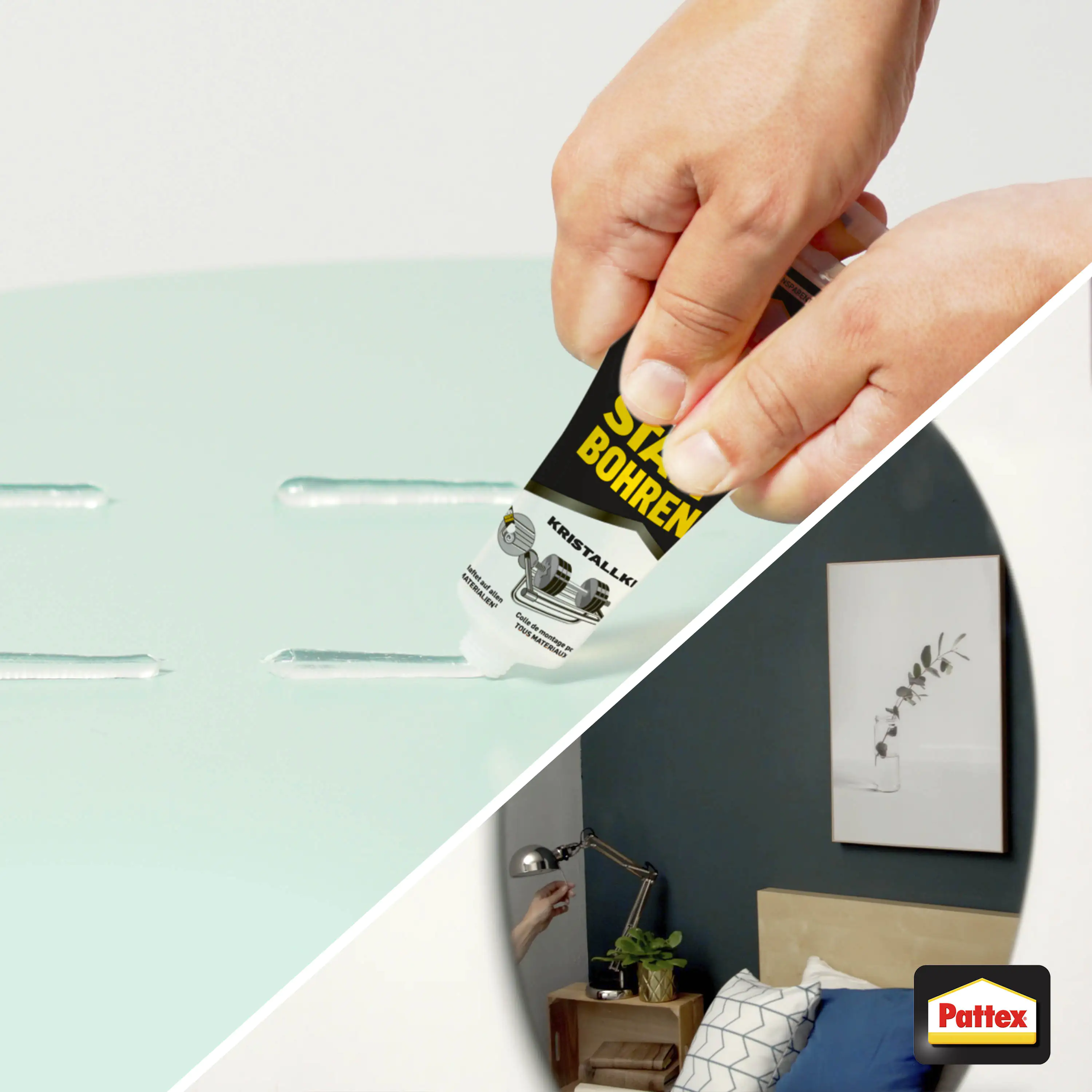 Pattex Montagekleber Kleben statt Bohren Kristallklar 90 g Tube, transparent