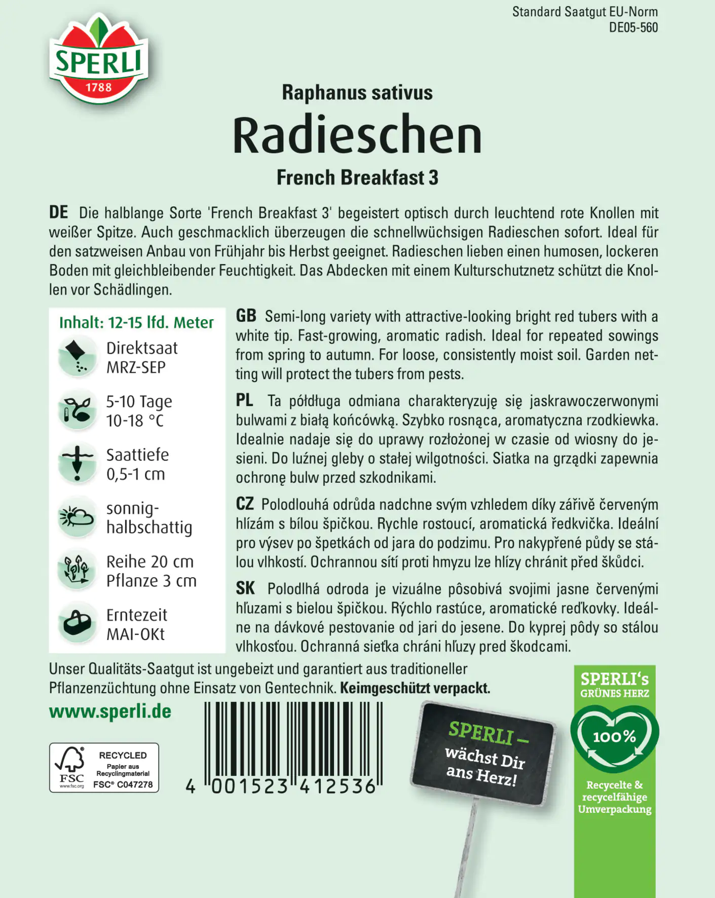 Sperli Radieschen French Breakfast 3