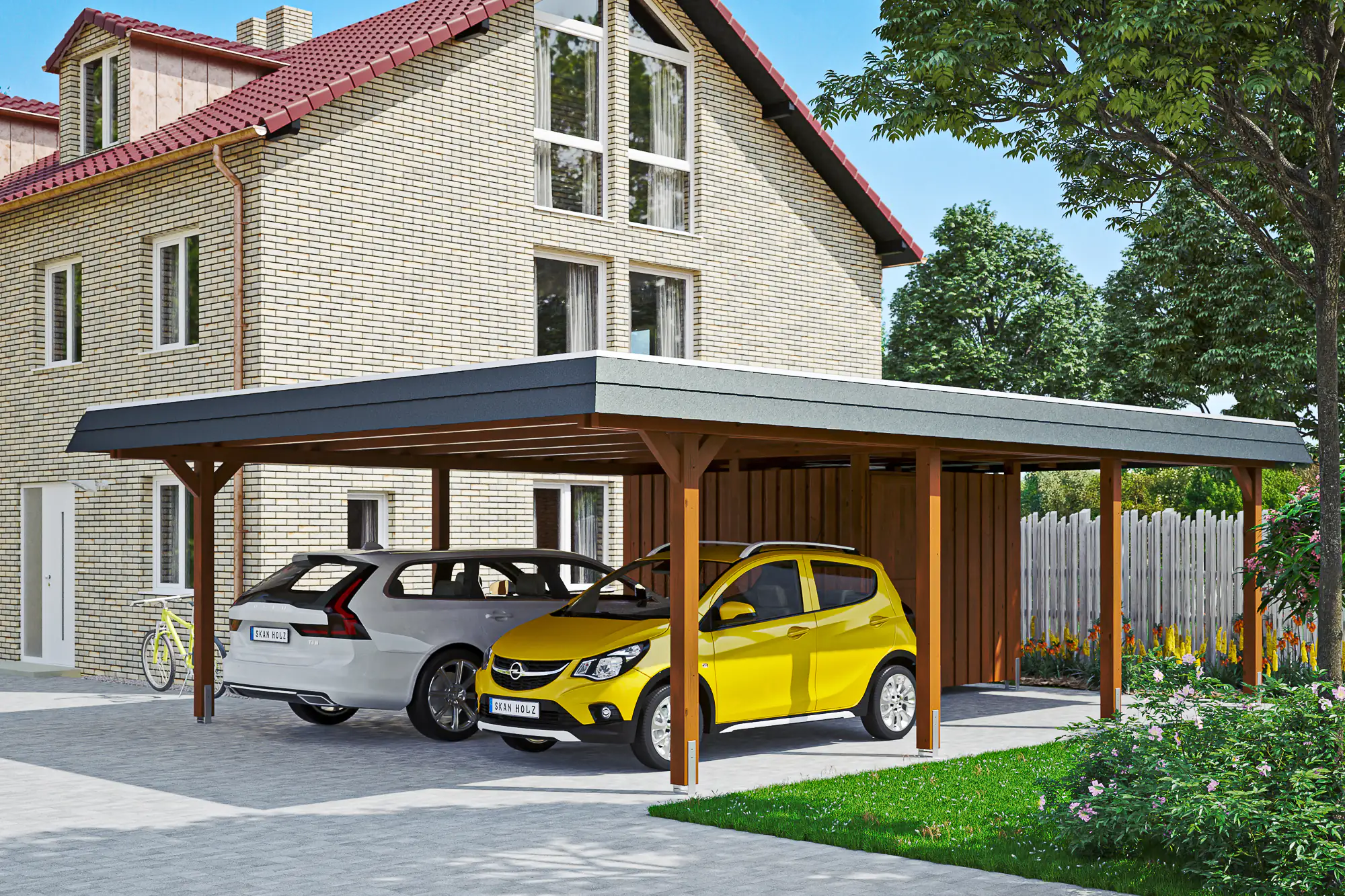 SKAN HOLZ Carport Wendland mit Abstellraum 630 x 879 cm mit Aluminiumdach