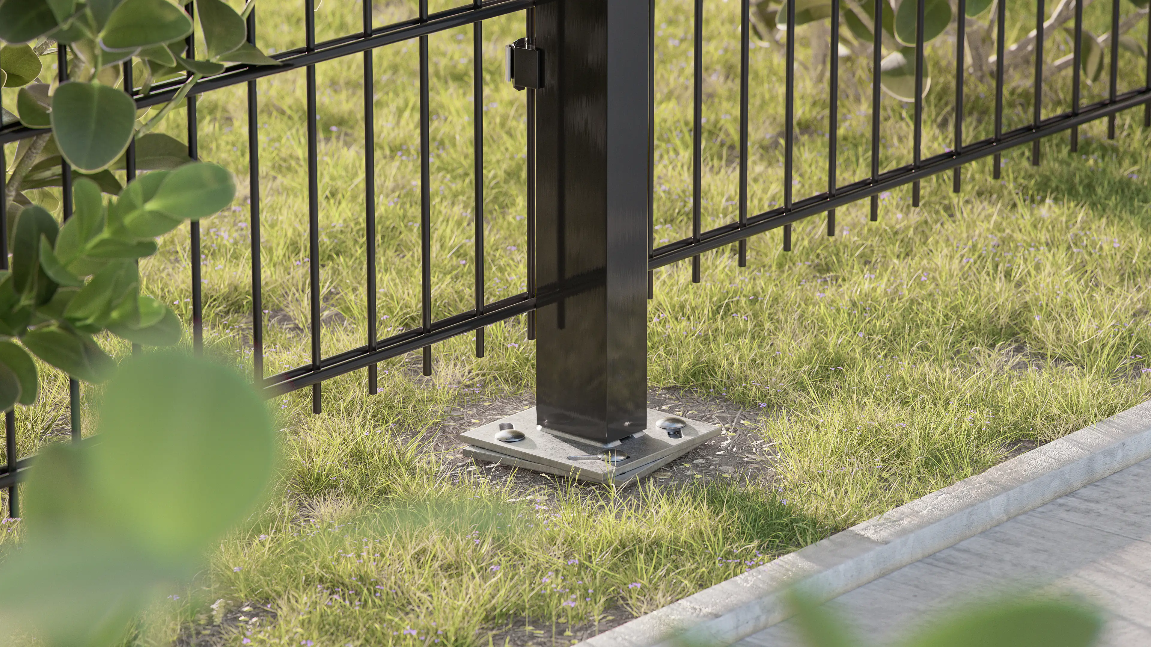 Alberts Einschlag-Bodenhülse für rechteckige Stahlrohr-Zaunpfosten