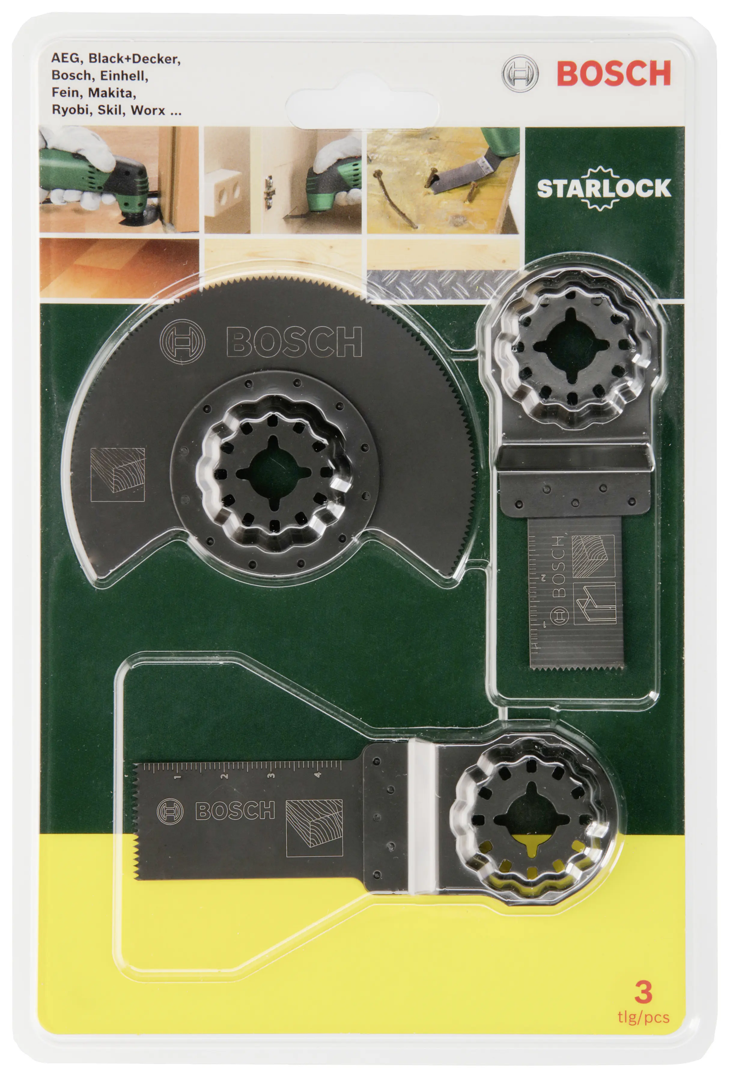 Bosch Sägeblätter Starlock Starter-Set Wood für Multifunktionsgeräte 3-teilig