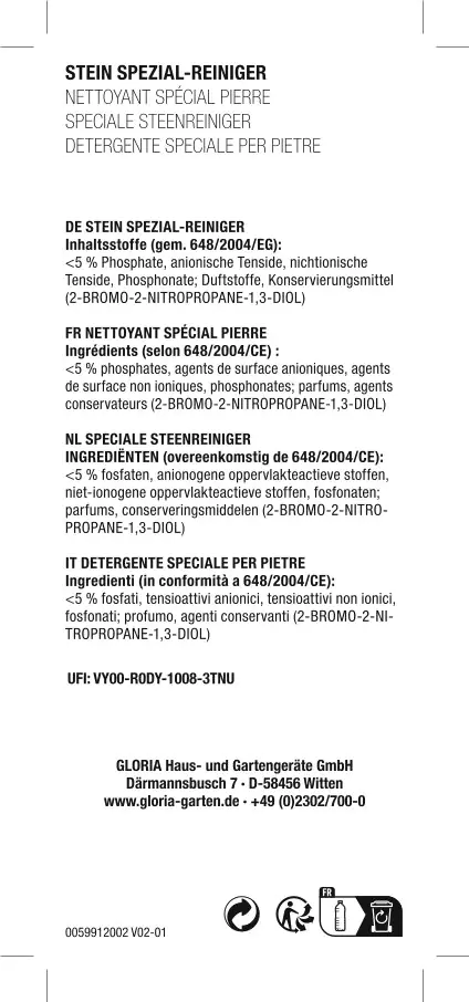 Gloria Spezial-Reiniger für Naturstein, Beton und Kunststein 1 L