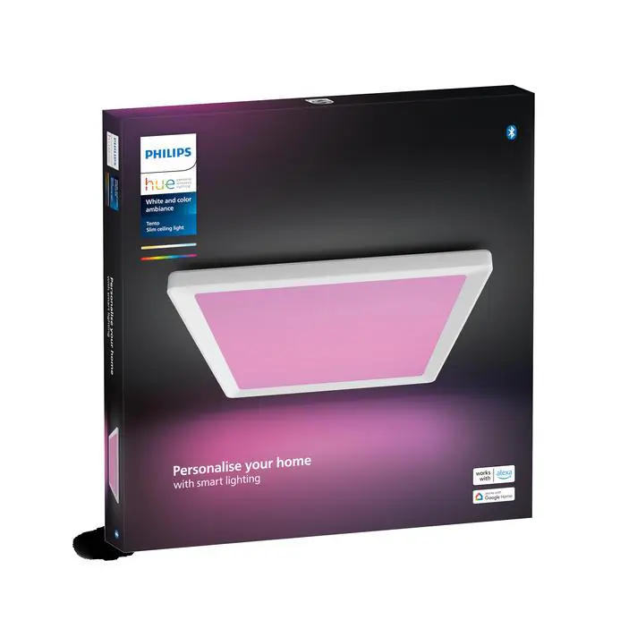 Philips Hue LED Deckenleuchte Tento + Wandschalter eckig weiß 43 x 3 cm RGB Philips Hue LED Deckenleuchte Tento + Wandschalter eckig weiß 43 x 3 cm RGB