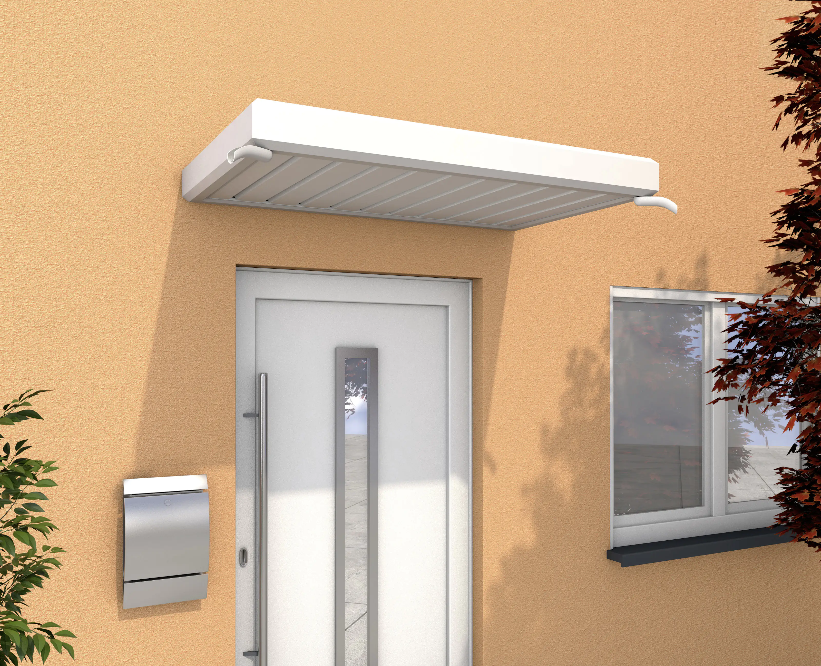 Gutta Rechteckvordach NM 150 Aluminium weiß, Kunststoff weiß