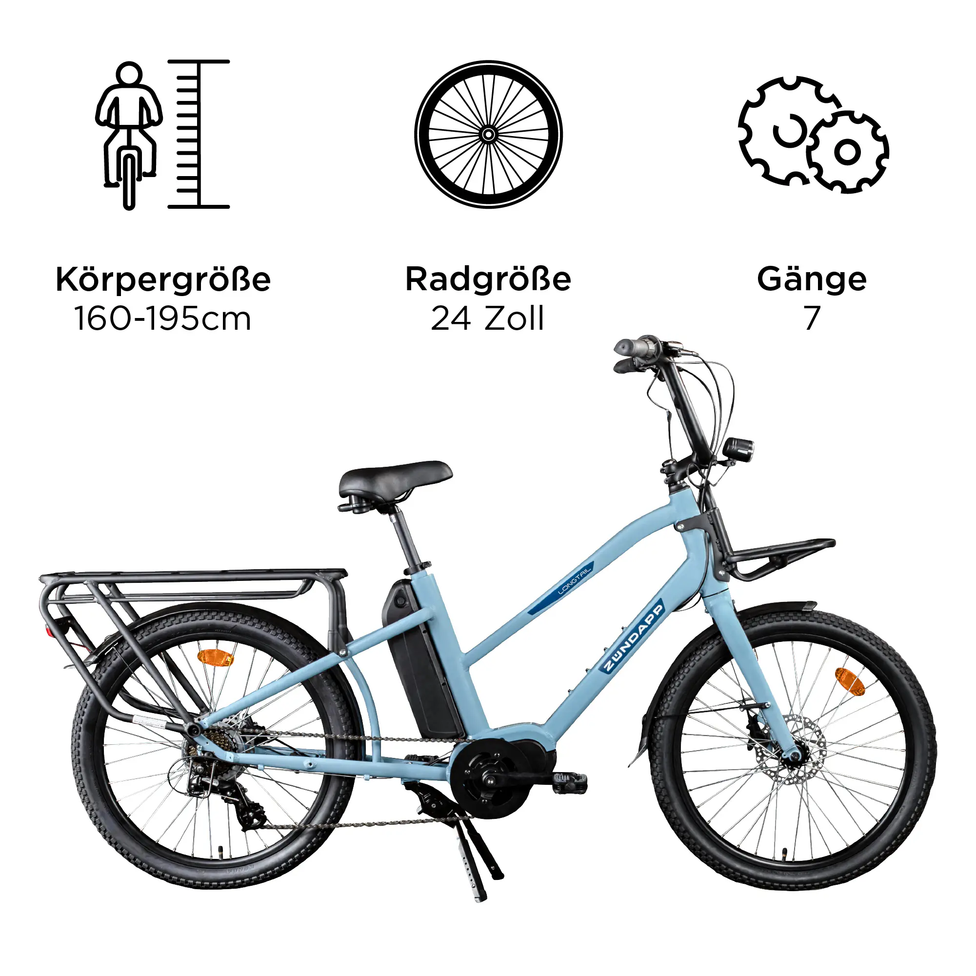 Zündapp E-Bike Longtail M400 24 Zoll 7-Gang 504 wh blau Zündapp E-Bike Longtail M400 24 Zoll 7-Gang 504 wh blau