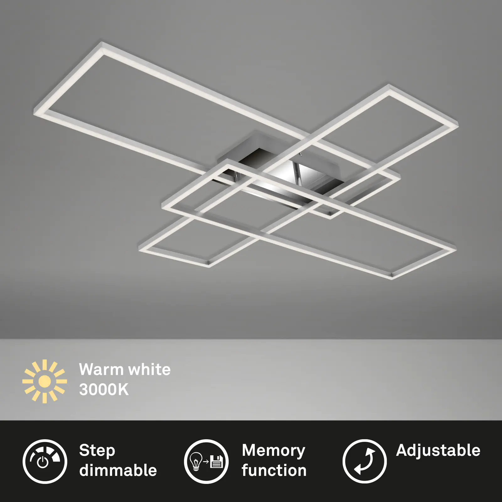 Briloner LED-Wand- und Deckenleuchte chrom-alu 50W Briloner LED-Wand- und Deckenleuchte chrom-alu 50W