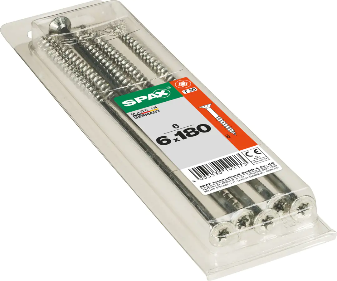 Spax Universalschrauben 6.0 x 180 mm TX 30 - 6 Stk. Spax Universalschrauben 6.0 x 180 mm TX 30 - 6 Stk.