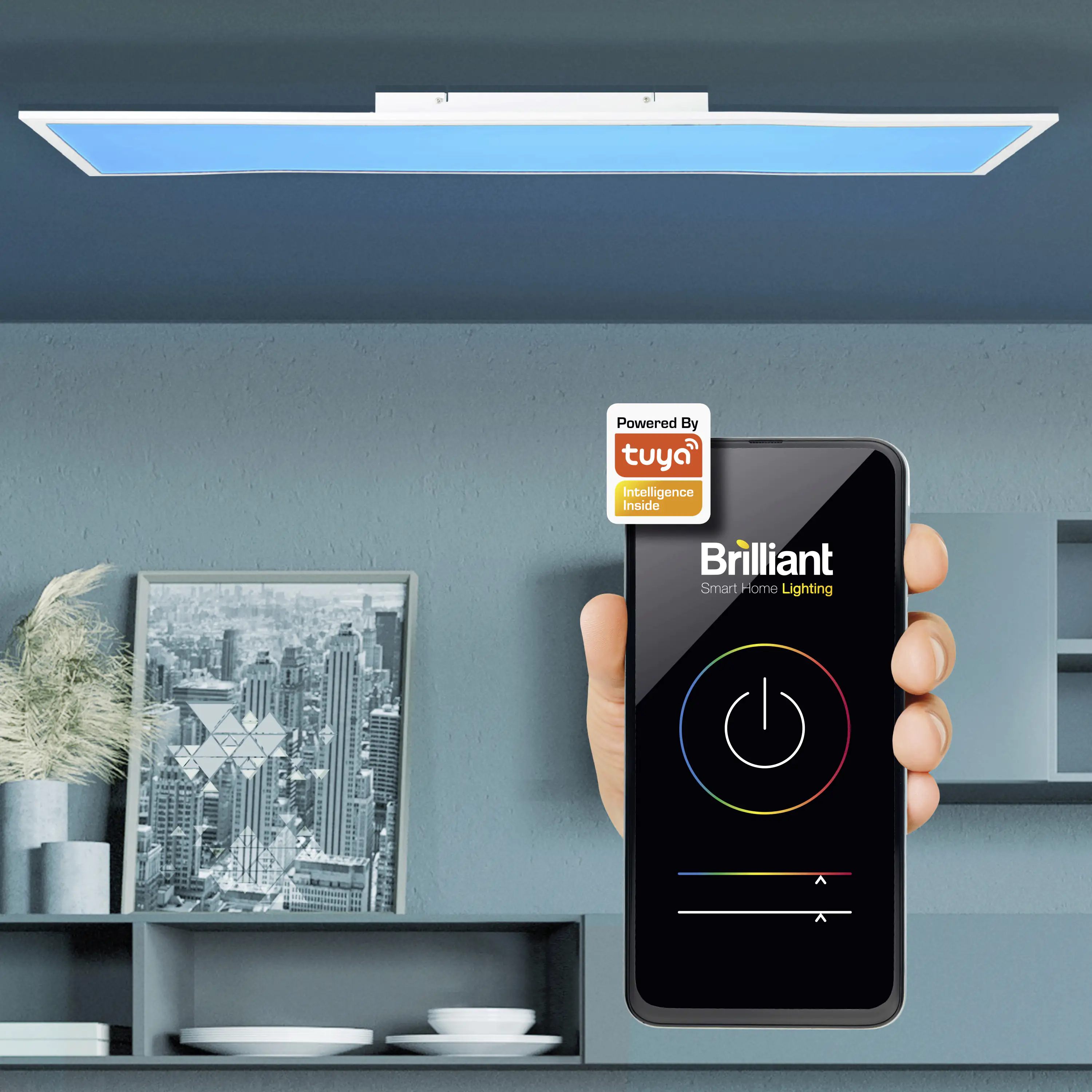 Brilliant Tuya Smart LED Deckenleuchte Atira 100 x 25 cm weiß Brilliant Tuya Smart LED Deckenleuchte Atira 100 x 25 cm weiß