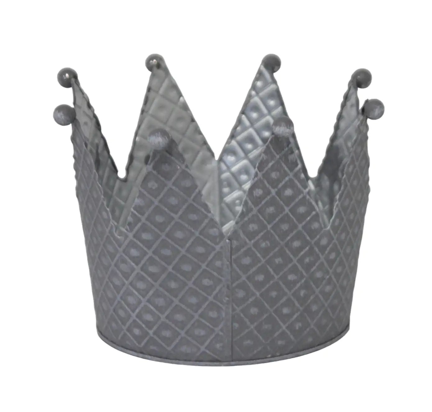 Pflanzgefäß Krone grau, L Zink 14 x 19 x 19 cm grau