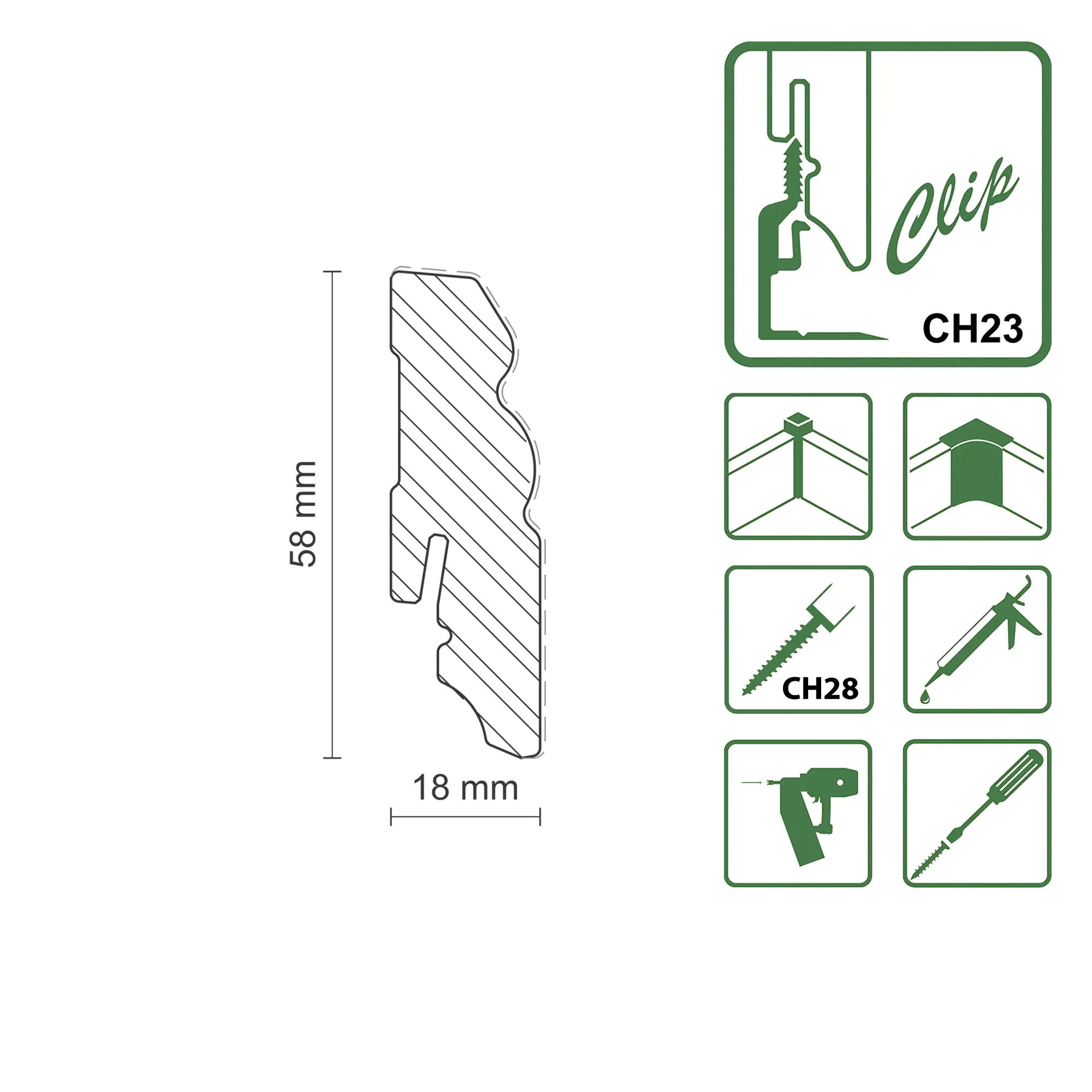 FN Neuhofer Sockelleiste profiliert 240 cm 58 x 18 mm Fichte oder Kiefer
