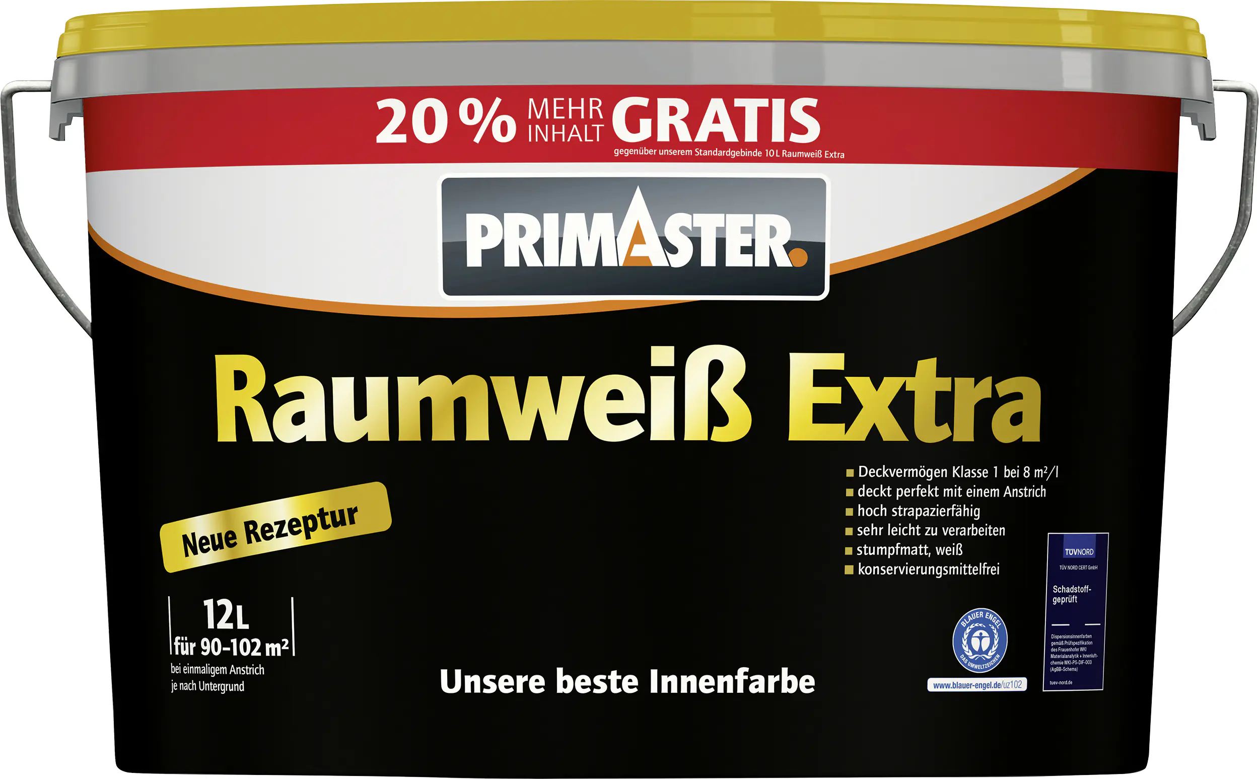 Primaster Raumweiß Extra Wandfarbe konservierungsmittelfrei weiß matt 12 L Primaster Raumweiß Extra Wandfarbe konservierungsmittelfrei weiß matt 12 L