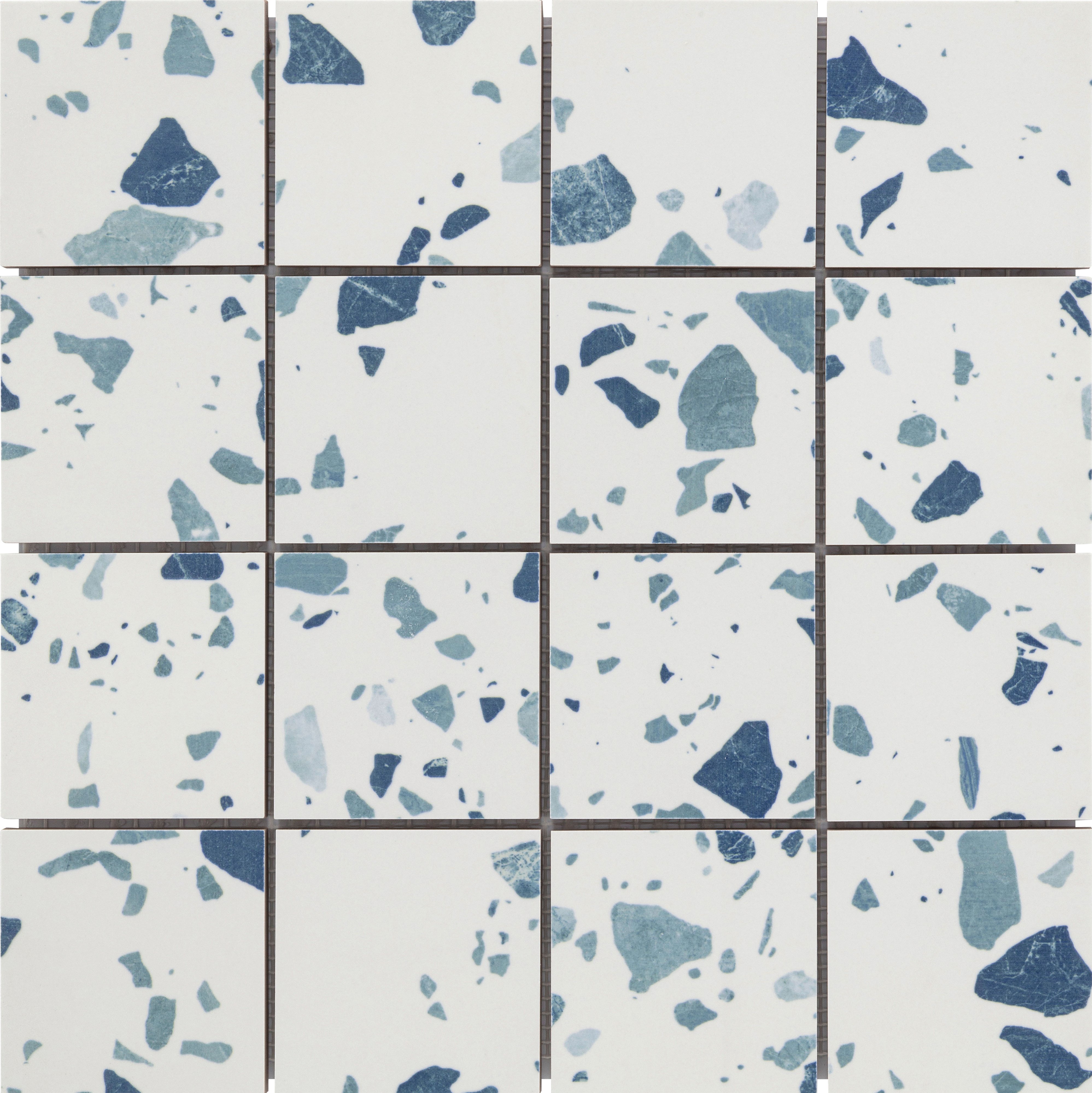 KNG Mosaikfliese rutschhemmend 30,0 x 30,0 cm terrazzo blau