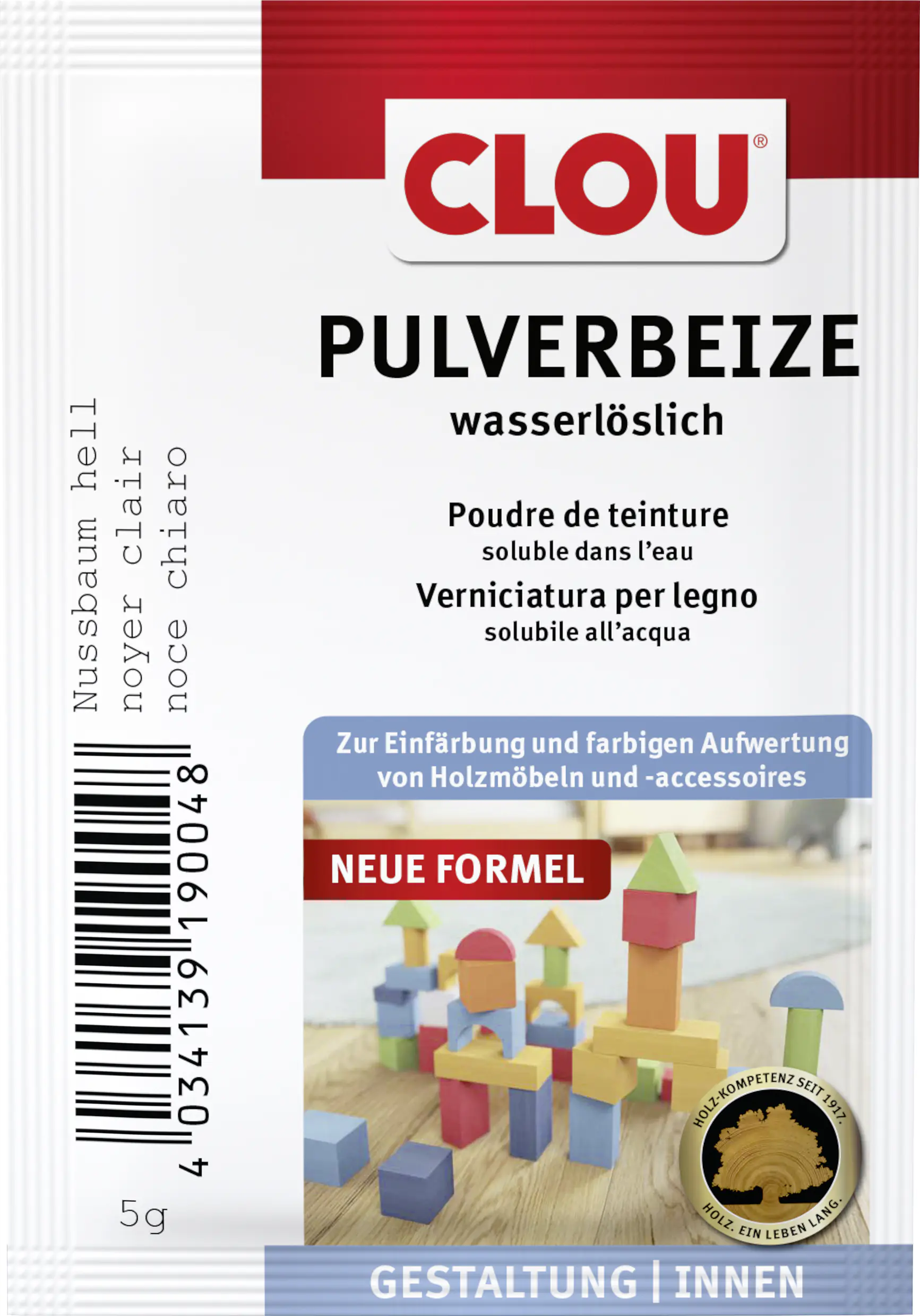 Clou Holzbeize 5 g nussbaum hell