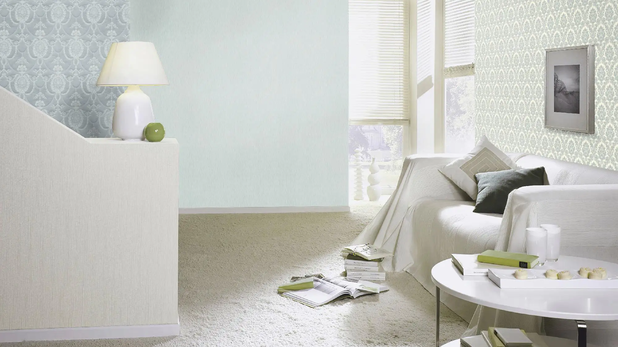 Rasch Vliestapete 570052 Trianon XIII textilstruktur blau, 10,05 x 0,53 m