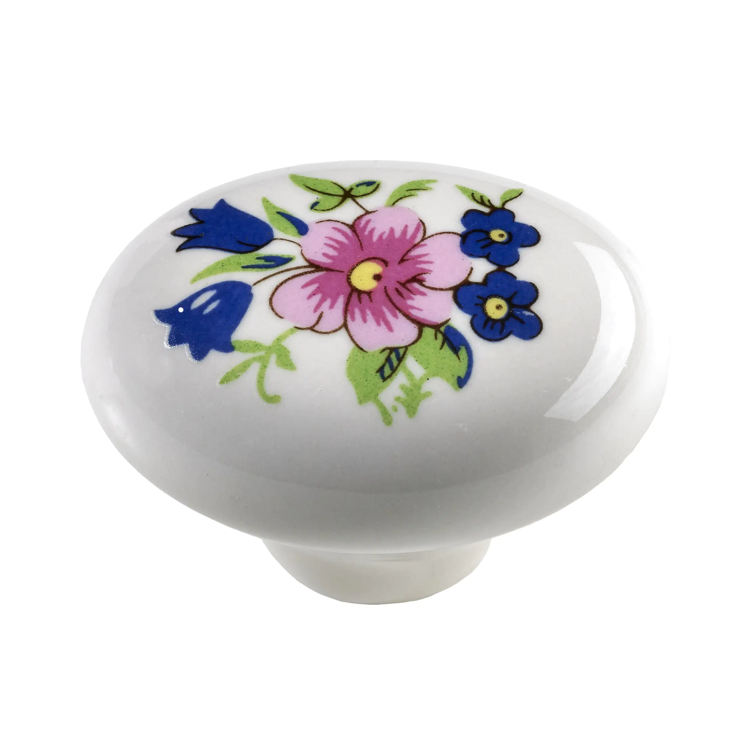 Hettich Möbelknopf weiß mit floralem Motiv 22,0 x 30,0 mm - 1 Stück