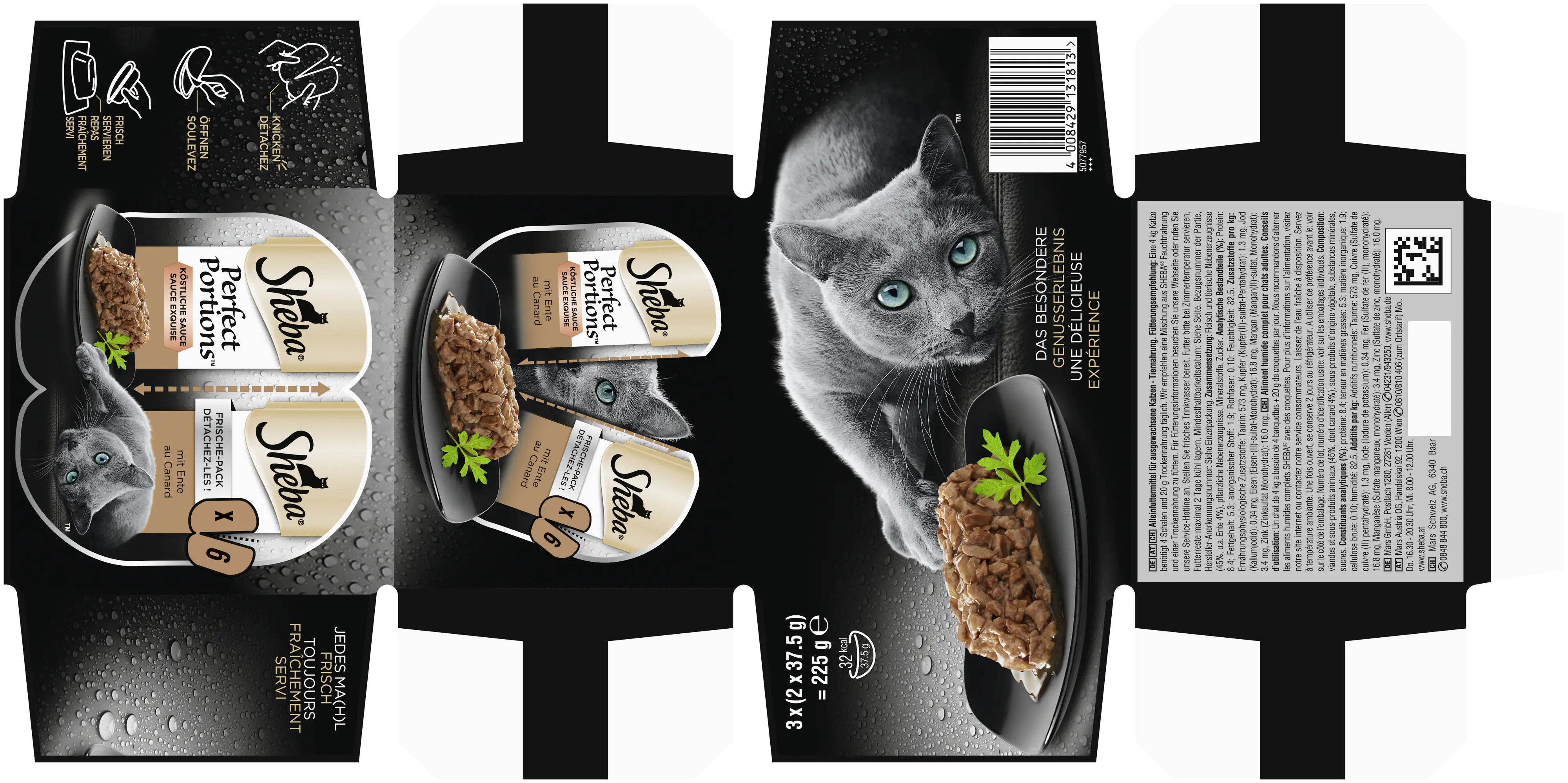Sheba Perfect Portions Sauce mit Ente Katzenfutter 6 x 37,5g Sheba Perfect Portions Sauce mit Ente Katzenfutter 6 x 37,5g