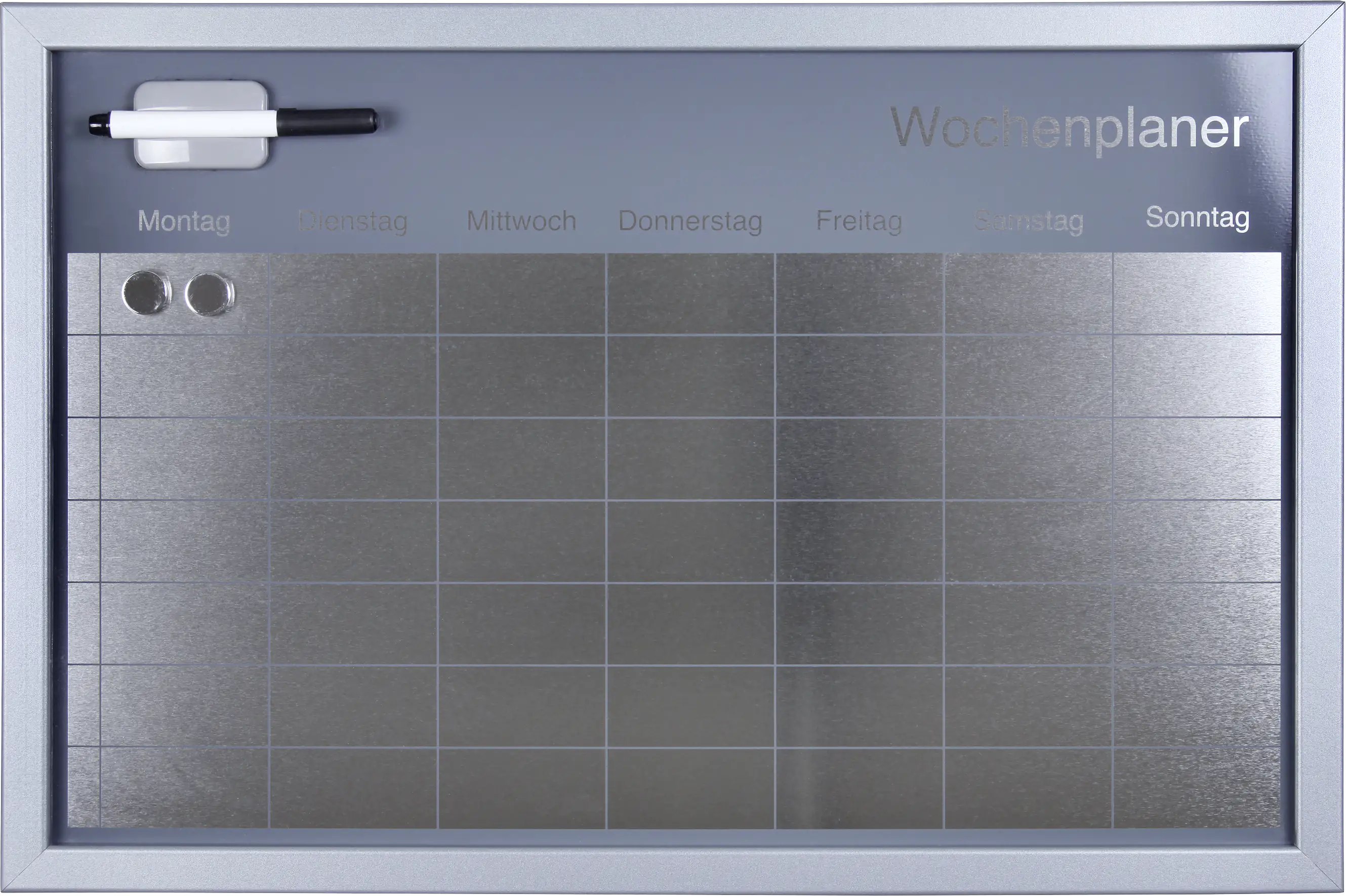 Vigo Magnettafel Wochenplaner Metalloptik, 60 x 40 cm