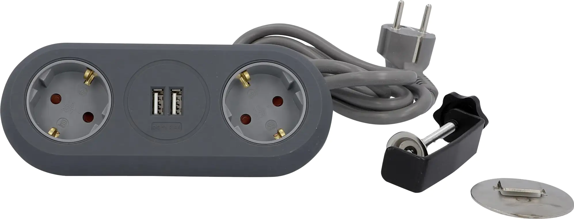 4008153010873 Unitec Steckdosenleiste 2-fach 1,4m 2x USB Anschlüssen, schwarz