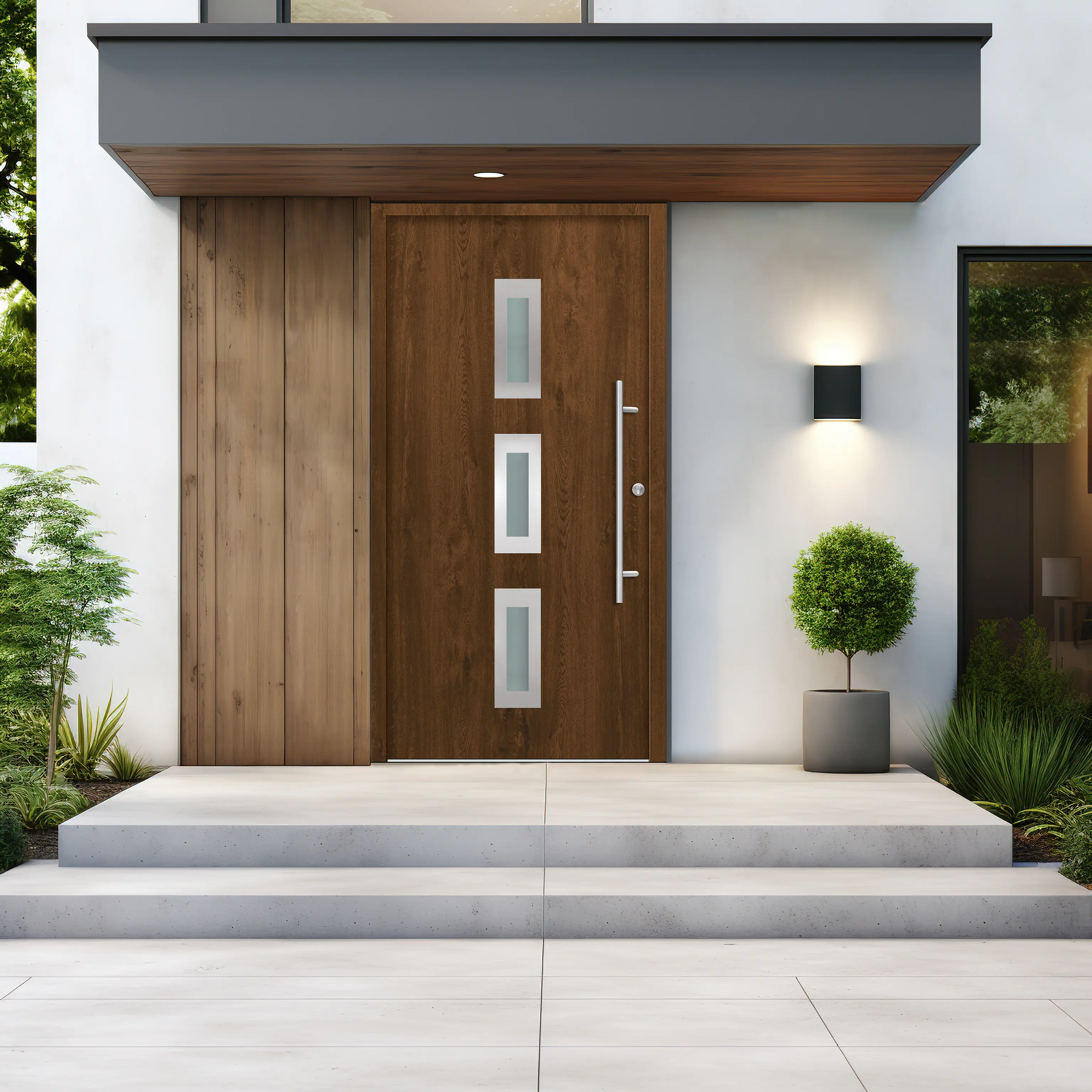 Splendoor Haustür Passivedoor Premium B02 Nussbaum DIN Rechts 100 x 210 cm