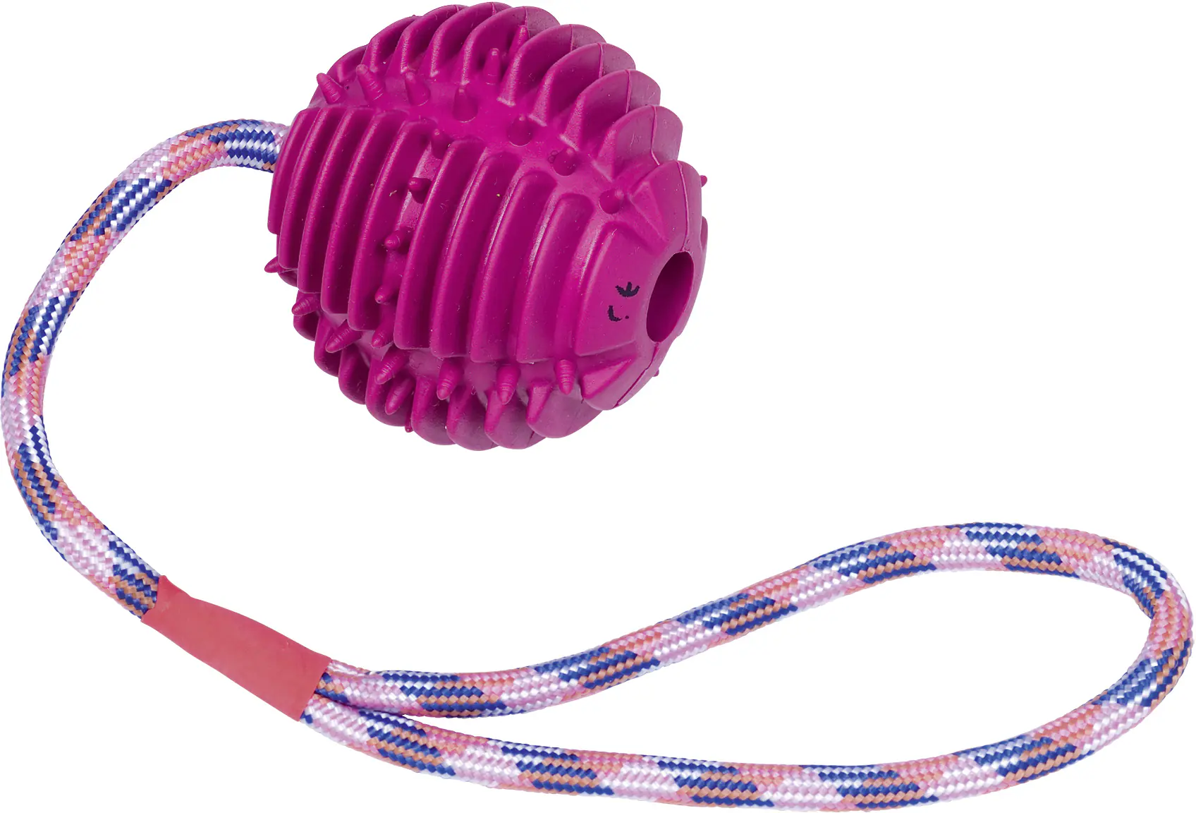 Nobby Vollgummi Ball mit Seil lila Ball 7,5 cm Seil 30 cm