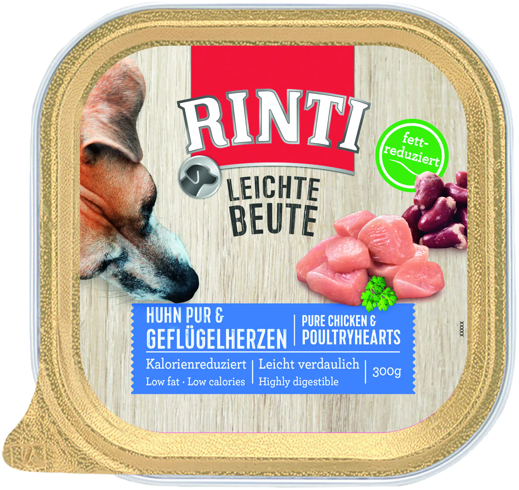Rinti Hundenassfutter Leichte Beute Huhn Pur & Geflügelherzen 300 g