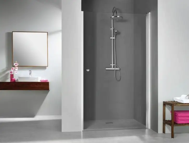 Breuer Elana Dusch-Drehtür für Nische 90 cm breit, Alu silber, Klarglas hell +CER-Beschichtung