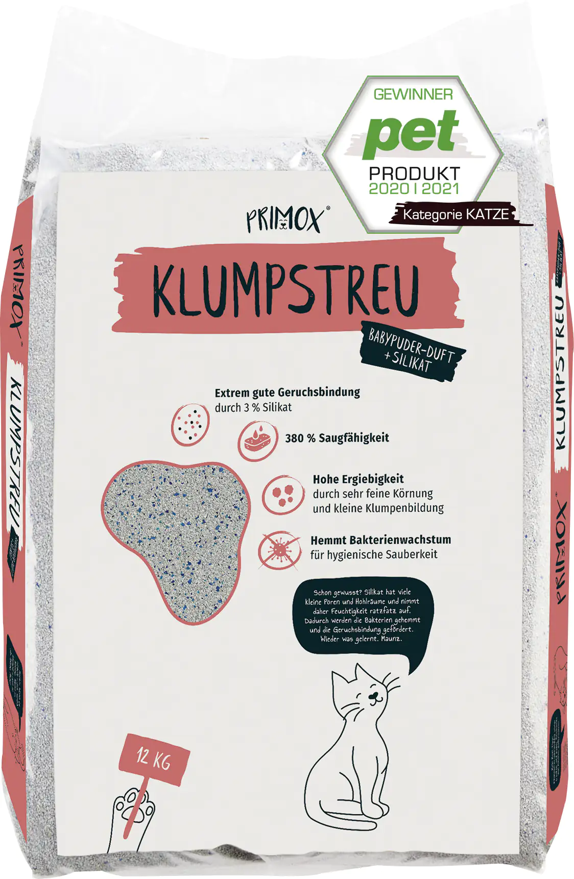 Primox Katzenstreu Babypuder und Silikat 12 kg