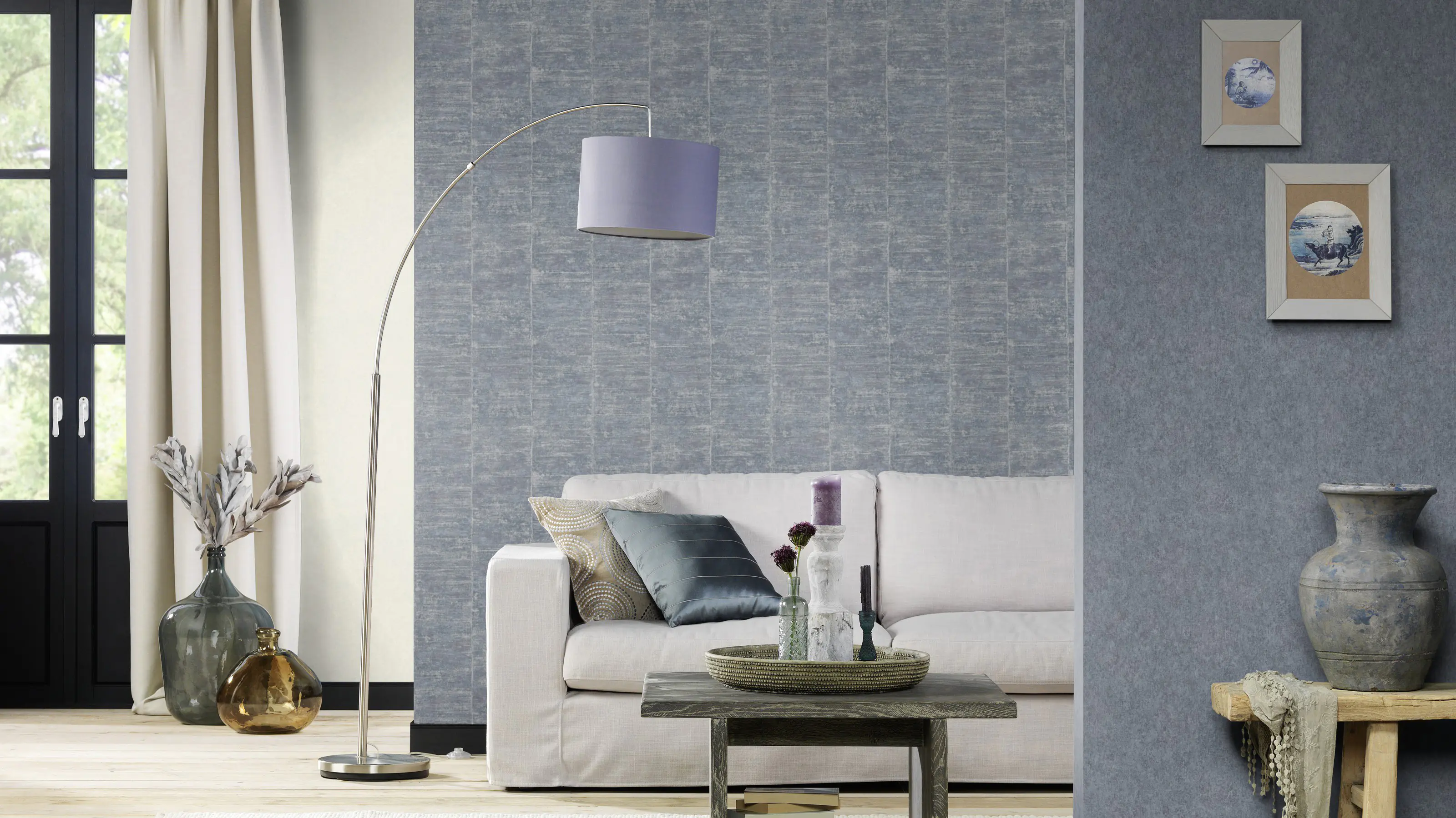 Rasch Vliestapete 617146 Linares uni blau 10,05 x 0,53 m