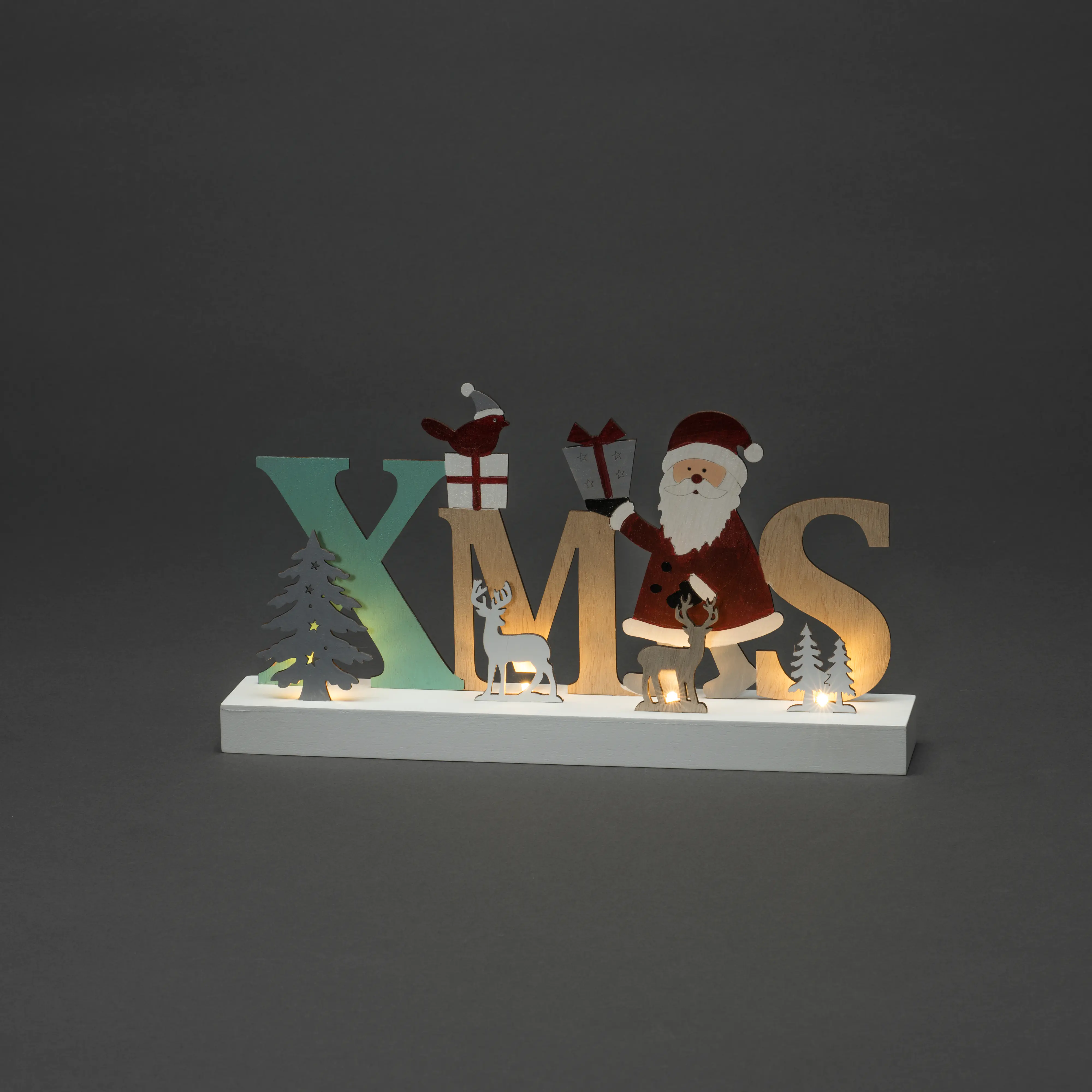 Konstsmide LED Holzsilhouette XMAS Innen 4 warmweiße Dioden