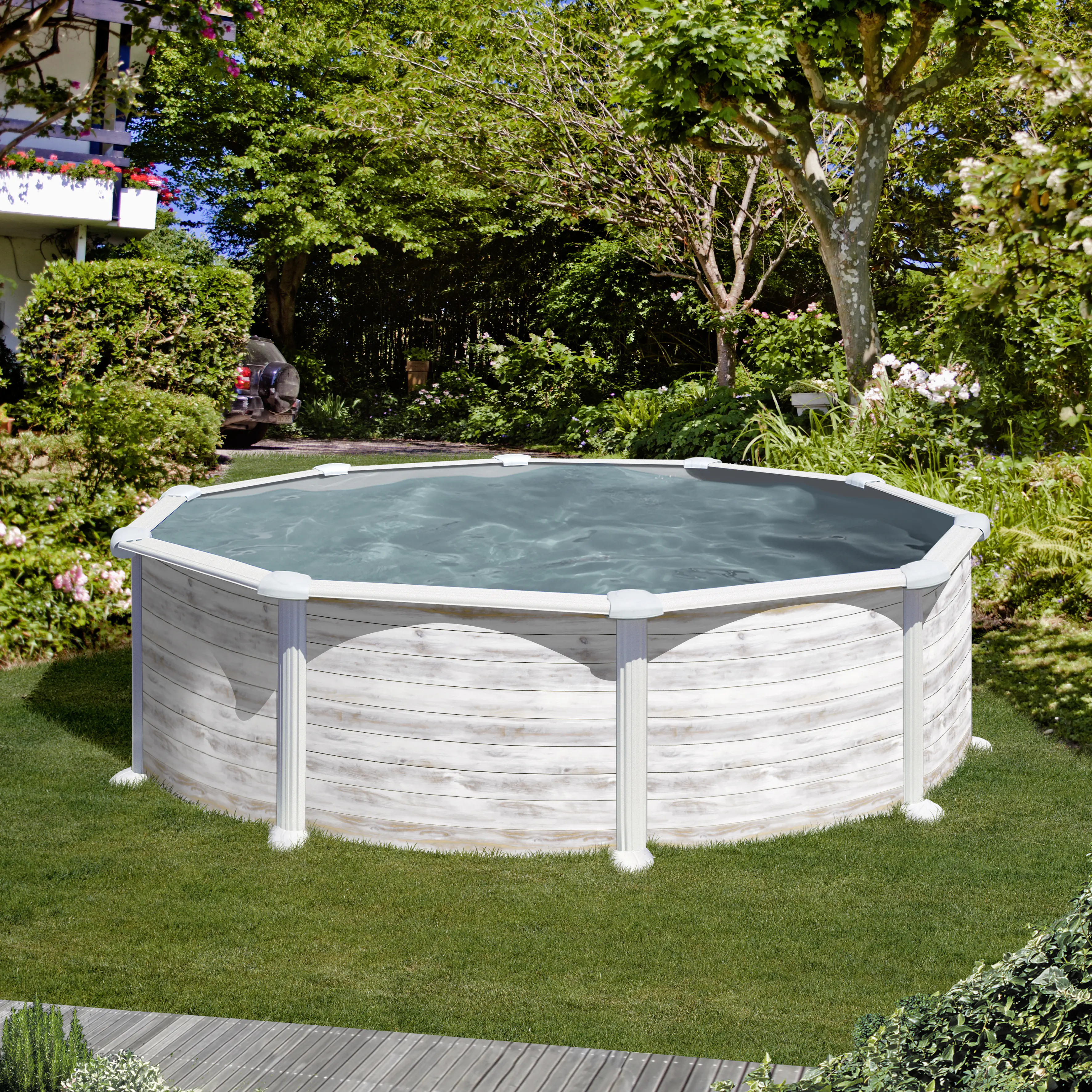 Gre Stahlwandpool rund mit Nordicoptik Ø 460 x 132 cm Gre Stahlwandpool rund mit Nordicoptik Ø 460 x 132 cm