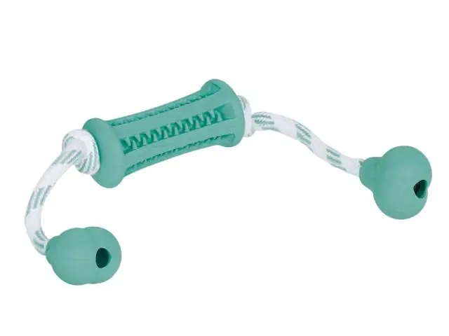 4033766604720 Nobby Vollgummi Stick mit Seil DENTAL LINE zweifarbig 37 x 9 cm