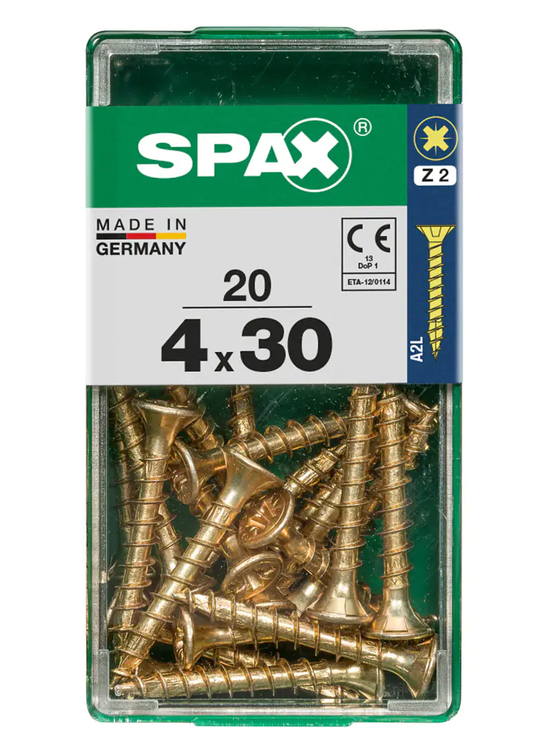 Spax Universalschrauben 4.0 x 30 mm PZ 2 - 20 Stk. Spax Universalschrauben 4.0 x 30 mm PZ 2 - 20 Stk.