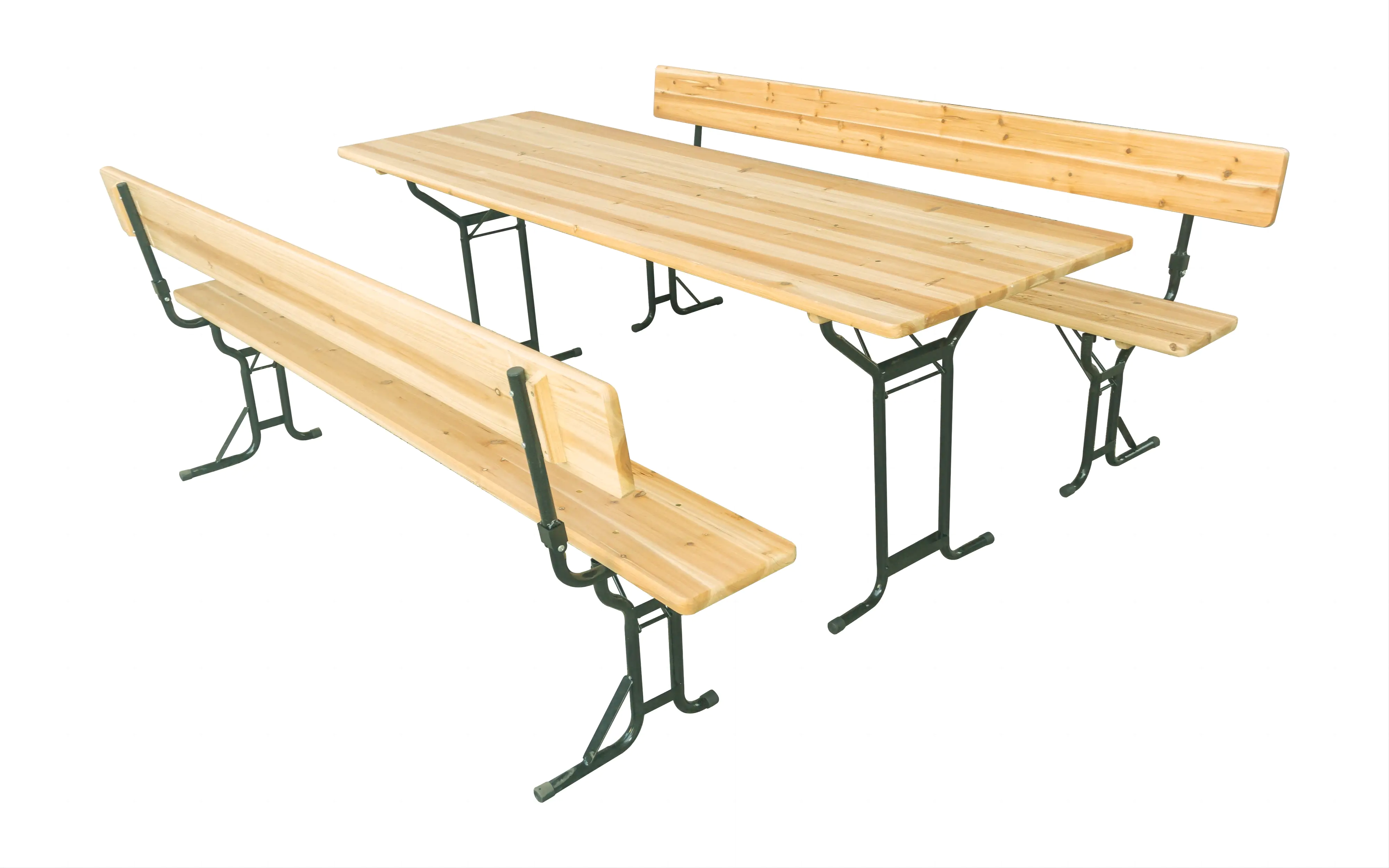 Bierzeltgarnitur mit Rückenlehne 220 x 70 cm natur 3-teilig