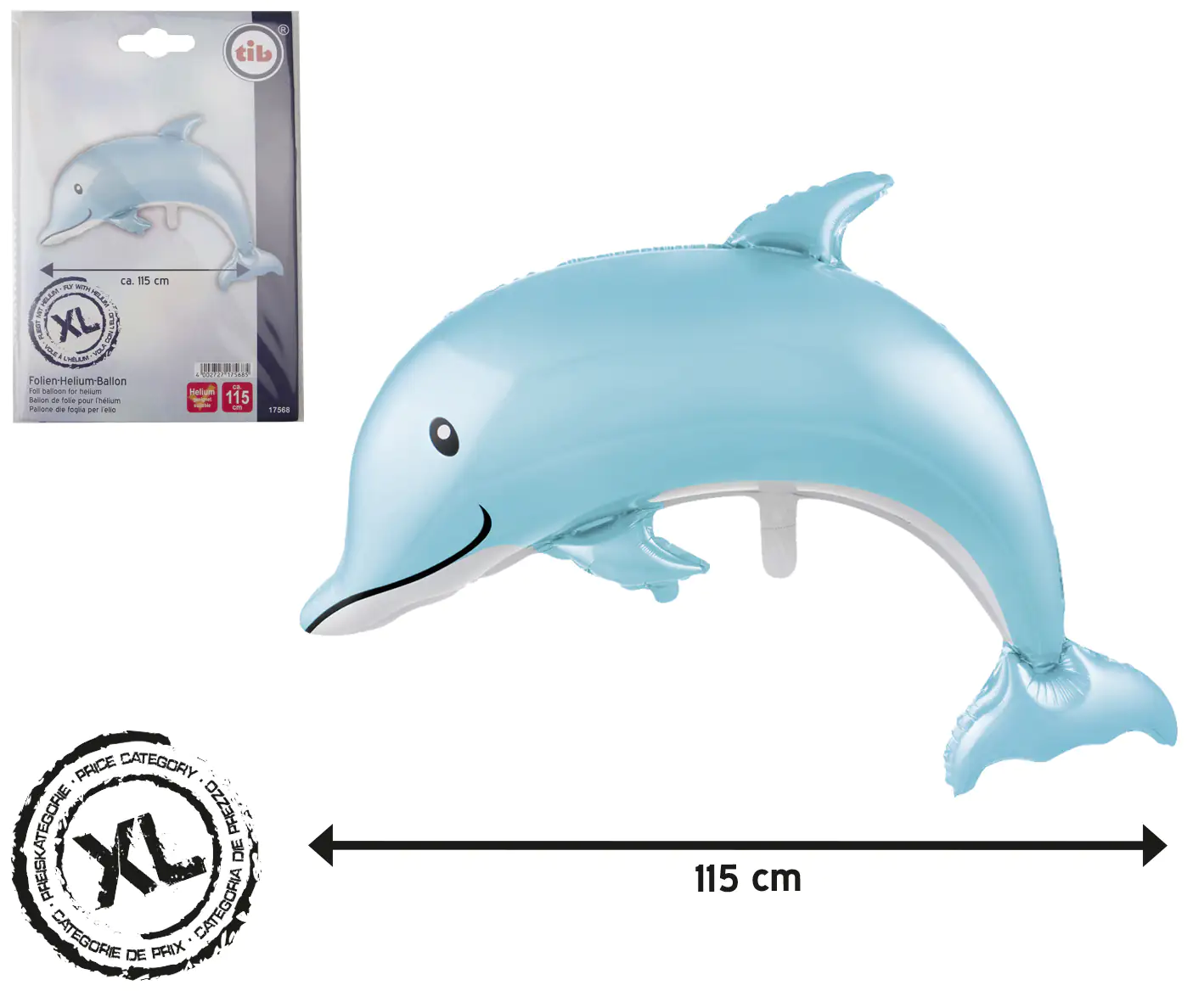 TIB Heyne Folienballon Delfin türkis 1 Stück