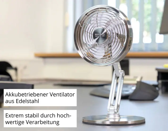 Unold Akku-Tischventilator Steel Flex Ø15cm silber