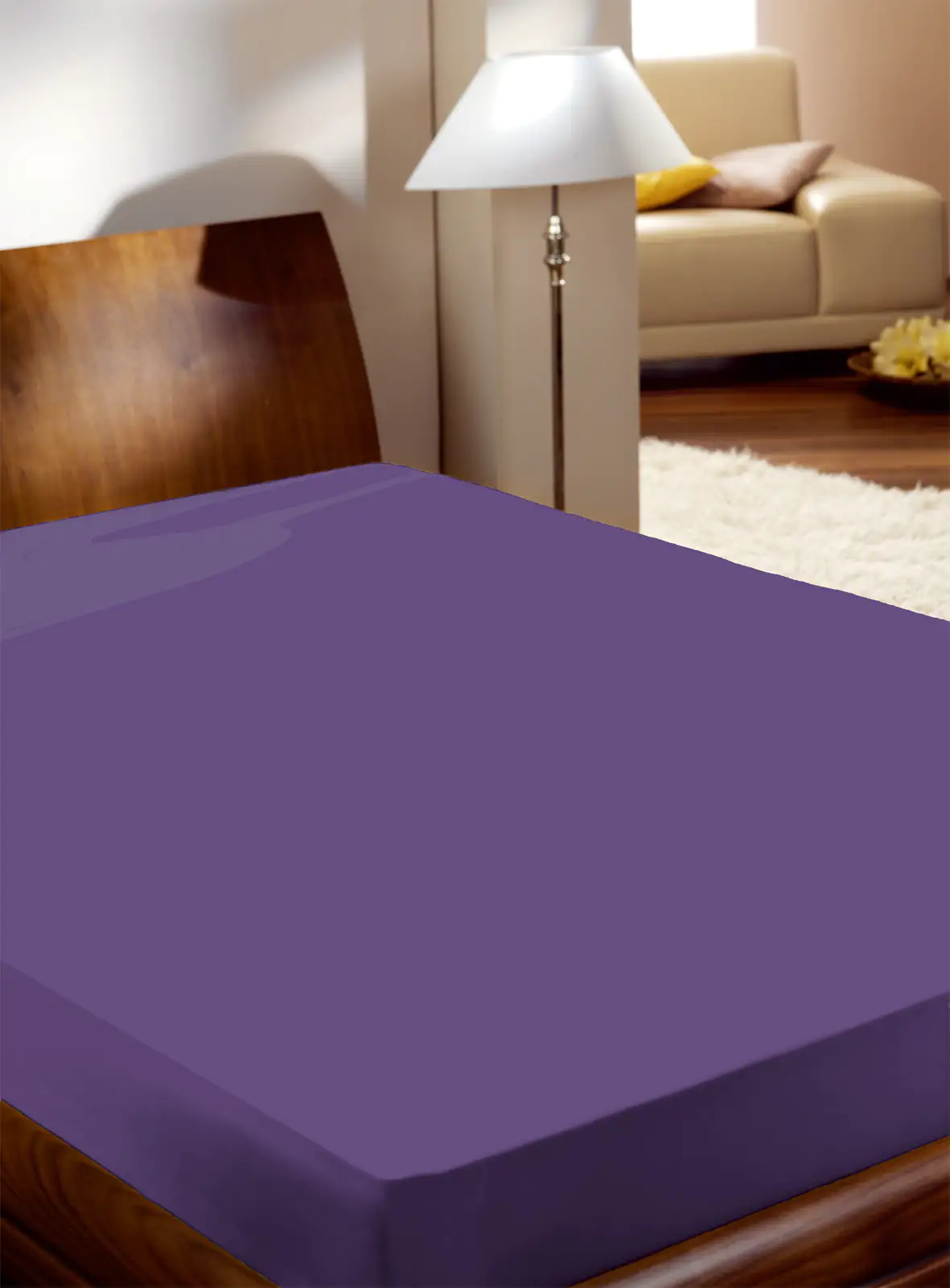 Vario Jersey-Spannbetttuch Elasthan pflaume, 100 x 200 cm