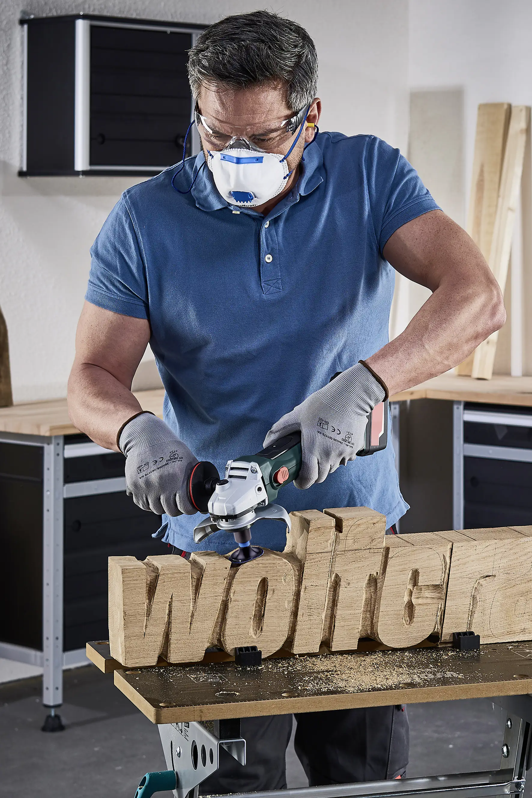 Wolfcraft Schleifaufsätze mit Eindrehdorn 50 mm 8 Stück