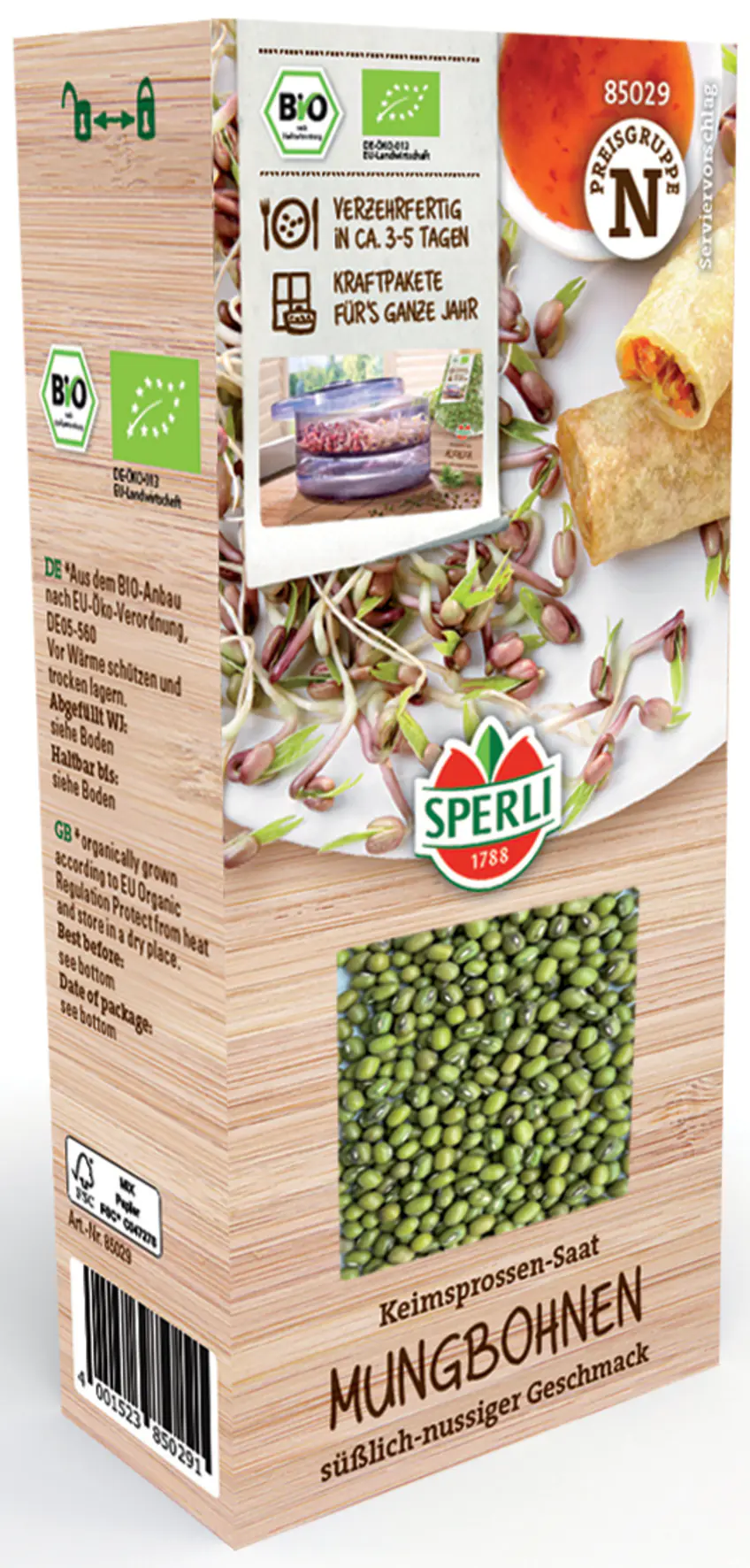 Sperli BIO Keimsprossen-Saat Mungbohnen