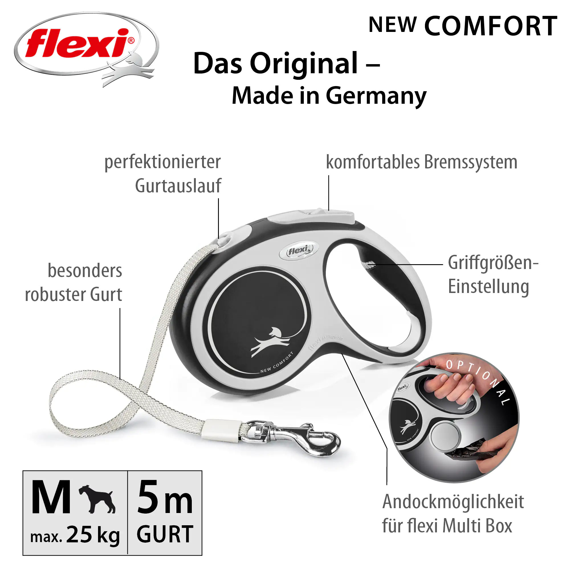 Flexi Hundeleine New Comfort schwarz, Gurt