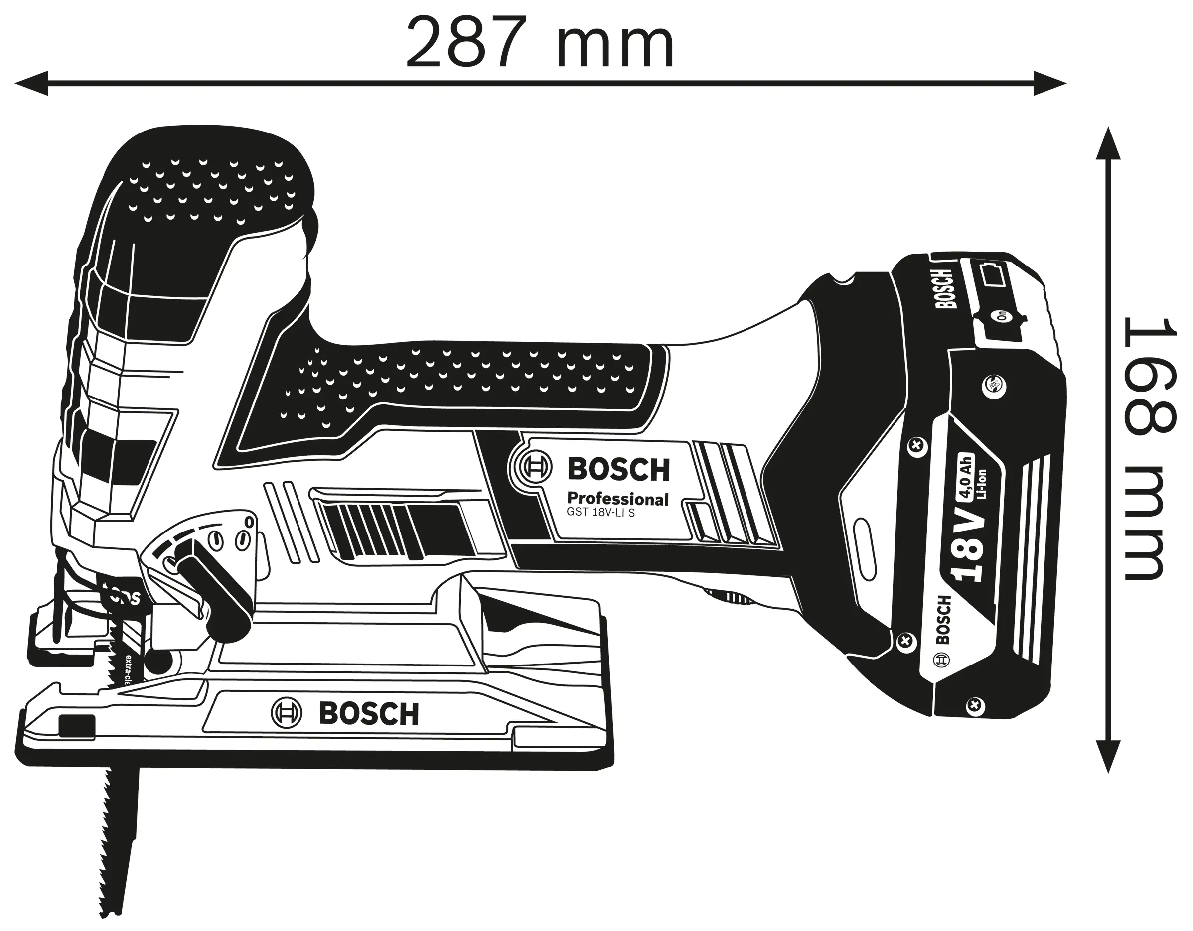 Bosch Professional Akku-Stichsäge GST 18V-LI S Solo in L-Boxx