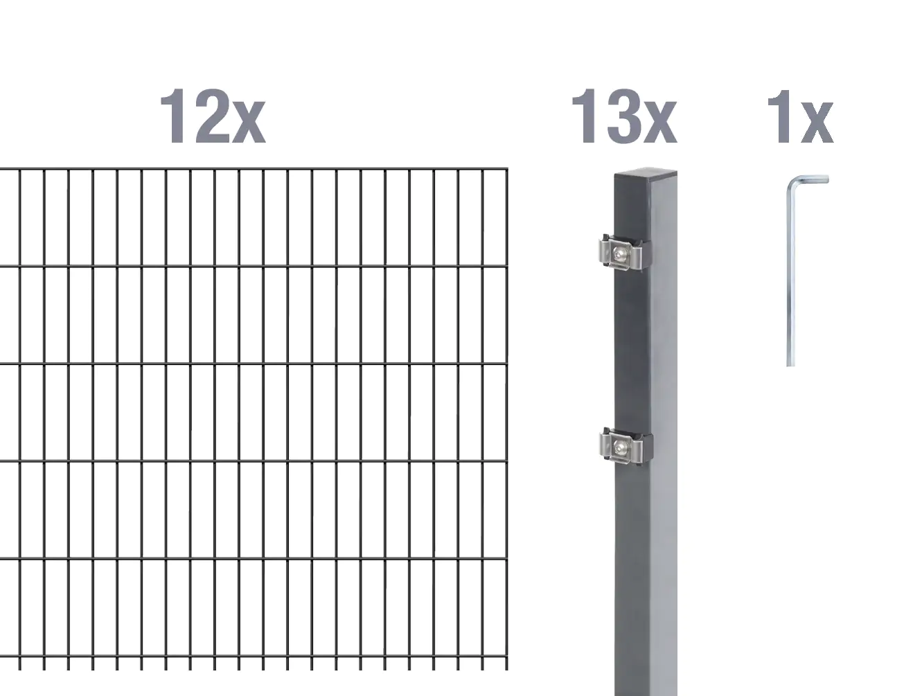 Alberts Doppelstabmatten-Grundset 24 m 200 x 80 cm 6/5/6 anthrazit Alberts Doppelstabmatten-Grundset 24 m 200 x 80 cm 6/5/6 anthrazit