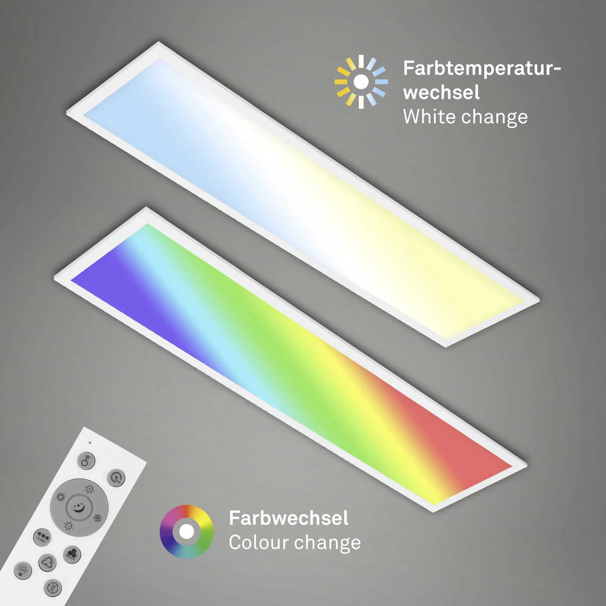 Briloner LED-Panelleuchte ultraflach 100 x 25 cm weiß RGB dimmbar