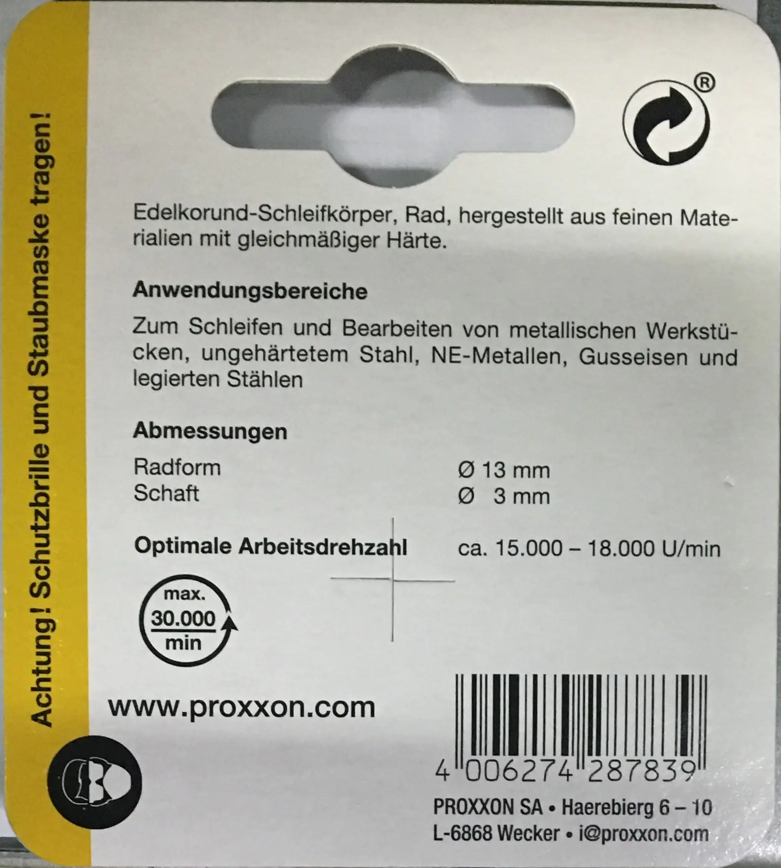 Proxxon Micromot Edelkorund-Schleifkörper 13 mm Proxxon Micromot Edelkorund-Schleifkörper 13 mm