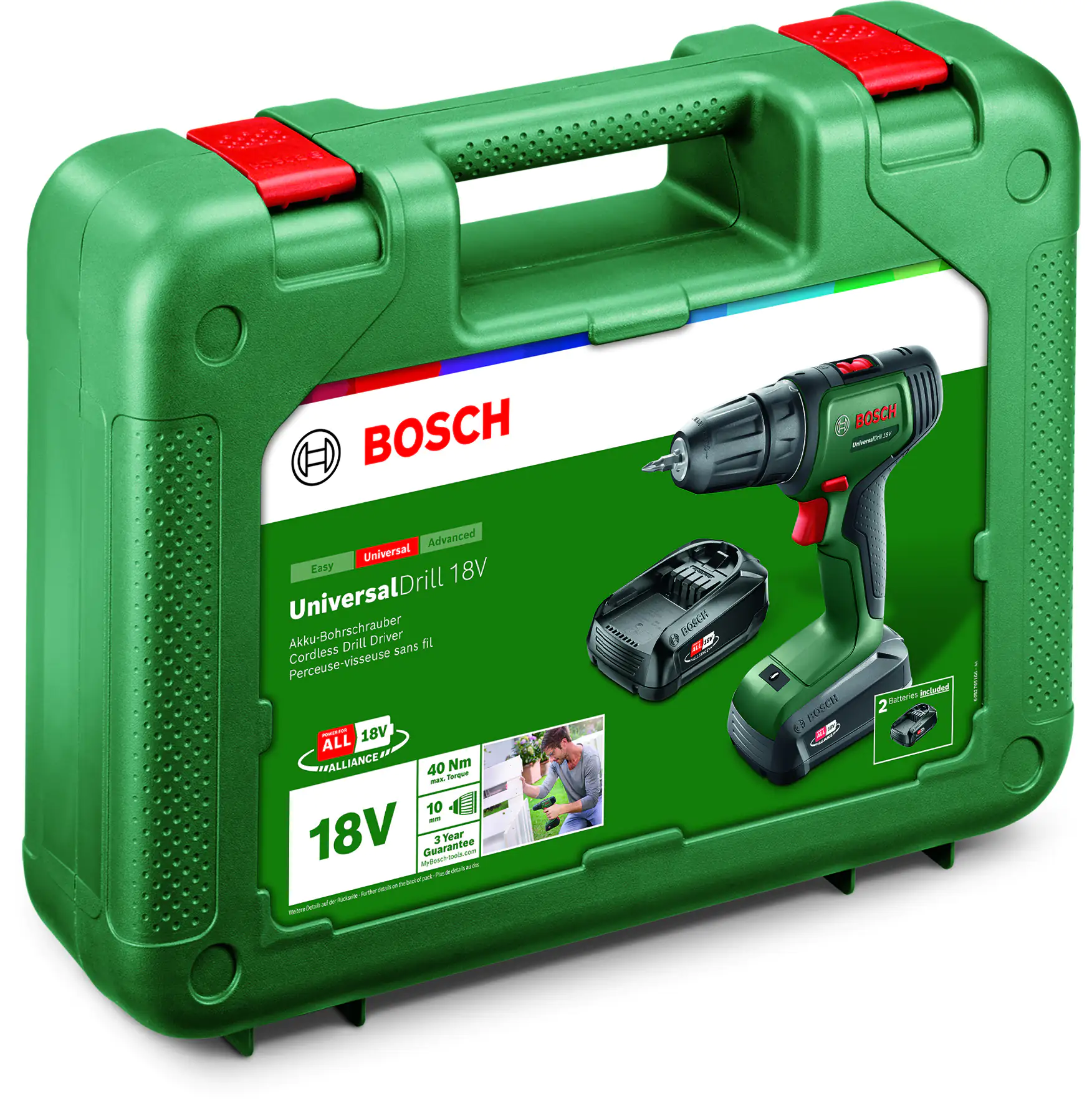 Bosch Akku-Bohrschrauber UniversalDrill 18 V mit 2 Akkus & Ladegerät Bosch Akku-Bohrschrauber UniversalDrill 18 V mit 2 Akkus & Ladegerät
